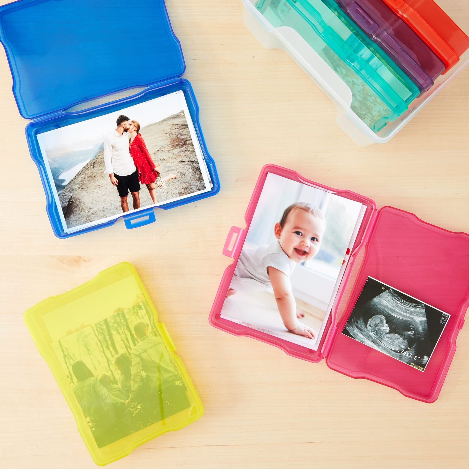 Paper Junkie 4 x 6 Inch Photo Storage Box Set - 6 Inner Cases & 1 Plastic Organizer Box for Stickers, Crafts, Seeds & Art Supplies | Perfect for Home, School & Classroom Organization | Compact Craft Storage Solution for Scrapbooking, Card Making & DIY Projects