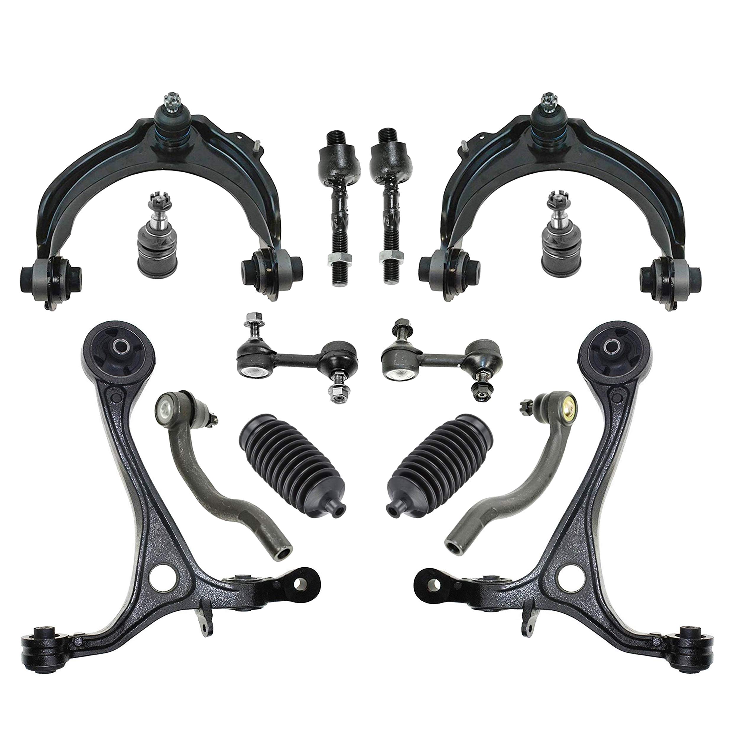 14-Piece Upper & Lower Control Arm Kit with Sway Bar Links, Ball Joints, Tie Rod Ends & Boots for 2004-2008 Acura TSX & Honda Accord 2.4L - Complete Suspension Repair Kit for Smoother Ride & Handling