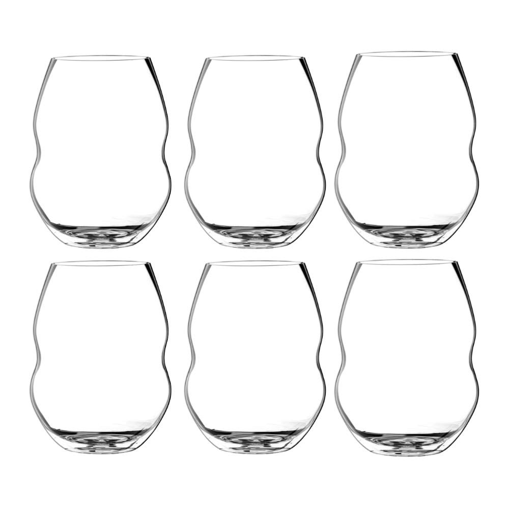 Riedel Swirl Stemless Red Wine Glasses - Set of 6 Crystal Clear Wine Tumblers for Cabernet, Merlot & Pinot Noir - Perfect for Dinner Parties, Wine Tasting & Home Entertaining