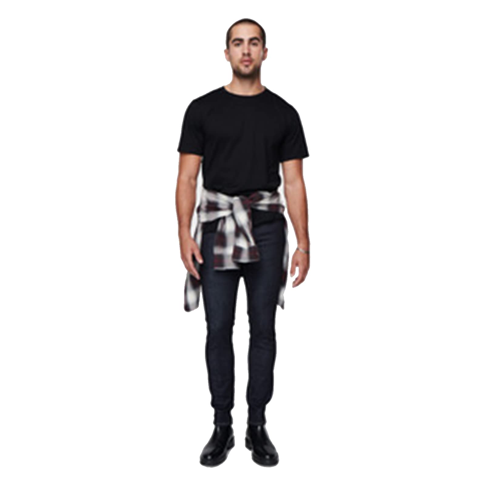 DSTLD Athletic Taper Jeans for Men - Dark Wash Resin with Timber Stitch Detail | Slim Fit Stretch Denim Pants | Perfect for Casual Wear, Work & Night Out