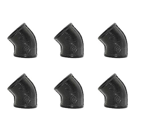 GeilSpace 45-Degree Malleable Iron Elbow Pipe Fitting - 1/2 Inch Black Industrial Pipe Connector for DIY Furniture, Vintage Shelving & Home Decor - Perfect for Industrial Style Lofts, Workshop Plumbing & Steam Punk Decorations
