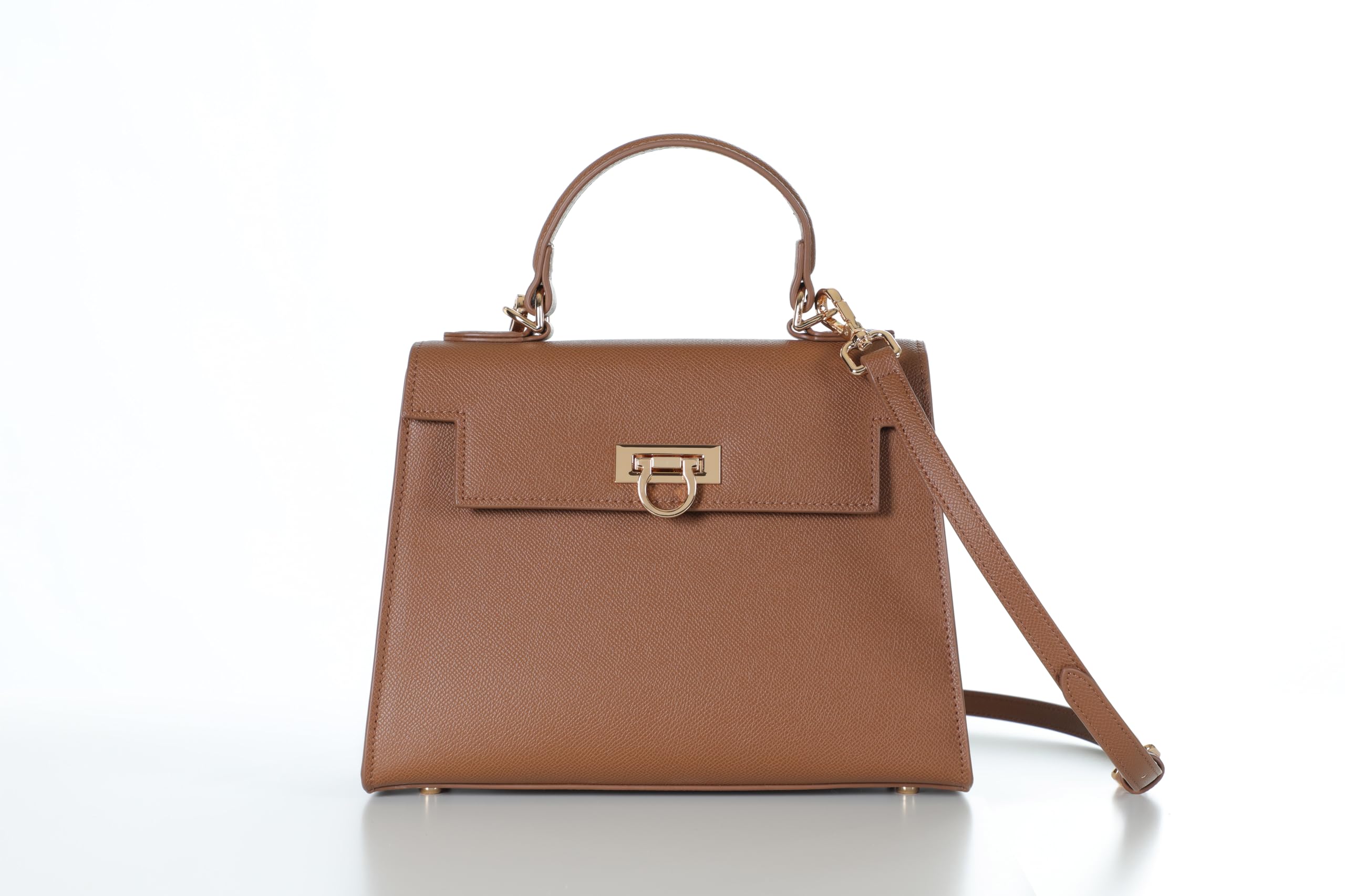 Luxury Women's Leather Top-Handle Handbag with Detachable Strap - Convertible Crossbody Purse & Shoulder Bag for Women - Perfect for Work, Travel & Evening Events