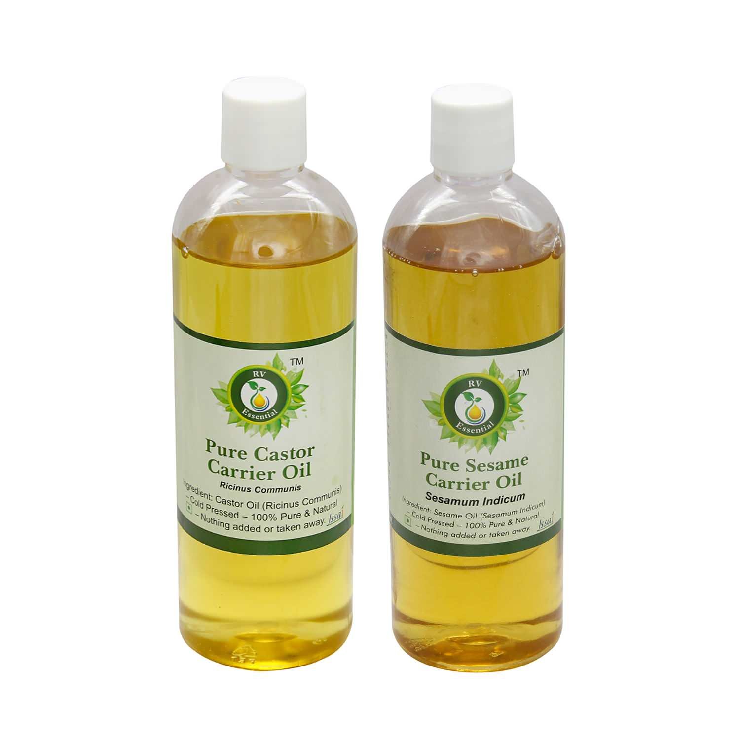 Organic Castor Oil (100ml) & Pure Sesame Carrier Oil (100ml) - Cold Pressed, Hexane Free for Hair Growth, Skin Care & Massage - Perfect for DIY Beauty, Aromatherapy & Natural Remedies