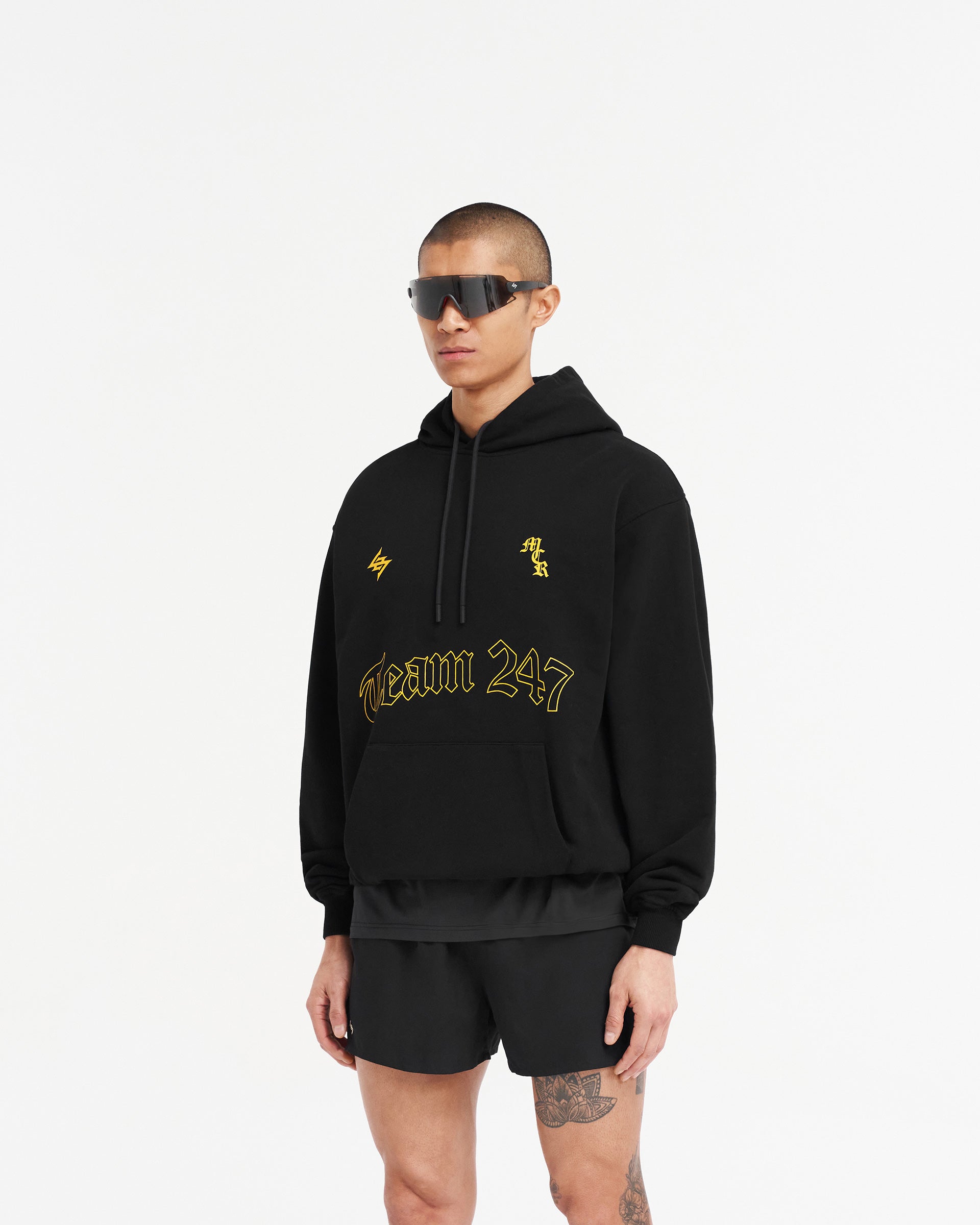 247 Manchester Marathon Oversized Hoodie - Black | Comfortable Unisex Pullover for Running, Training & Casual Wear