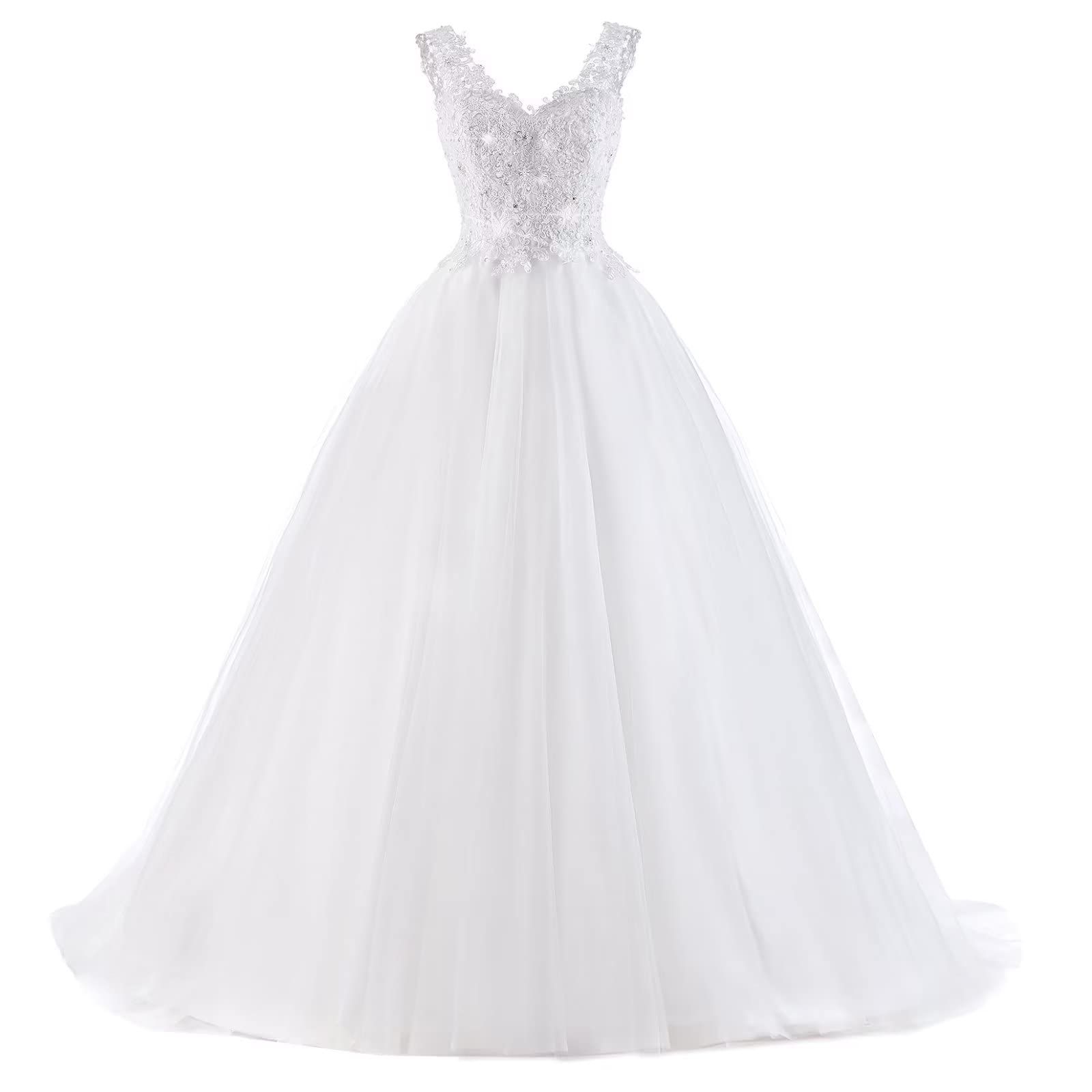 Elegant Sweetheart Neckline Beaded Wedding Dress with Appliques & Two Straps - Ball Gown Bridal Gown with Long Train for Bride | Perfect for Church Ceremonies, Beach Weddings & Formal Receptions