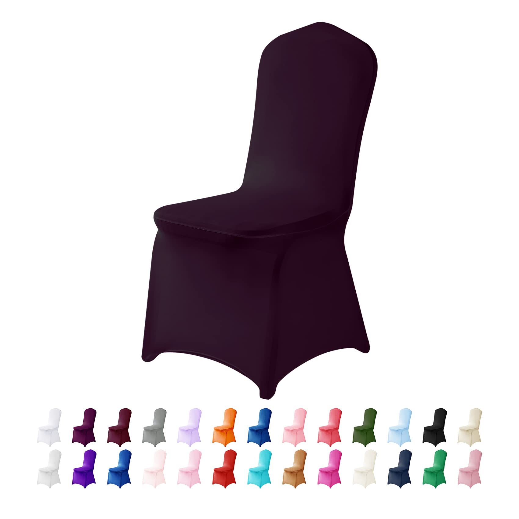 12PCS Stretchable Spandex Chair Covers - Washable & Removable Living Room Chair Protectors for Party, Banquet, Wedding Events - Perfect for Hotels, Restaurants & Home Decor (Eggplant Purple)