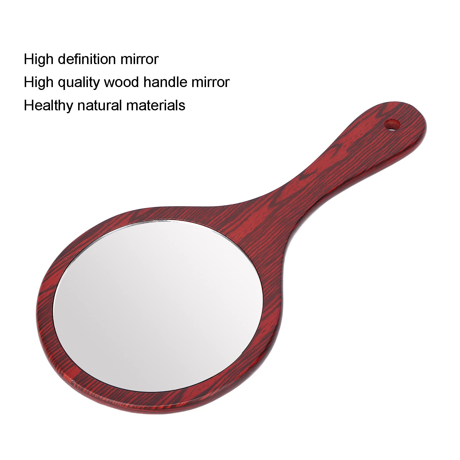 Shanrya Wooden Handheld Makeup Mirror with Hanging Hole - HD Portable Mirror for Hairdressing, Travel, Hotels & Home Use | Perfect for Vanity, Bathroom & Professional Salon Styling