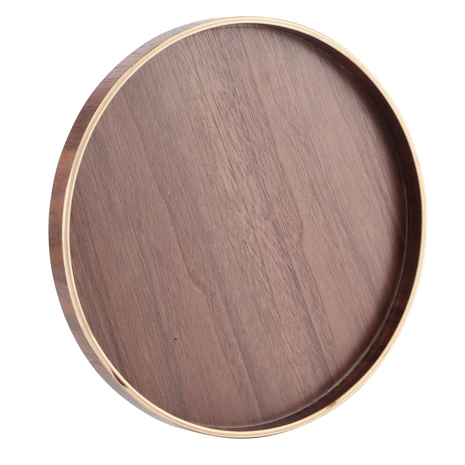 Agatige 12-Inch Round Wooden Serving Tray - Japanese Style Coffee Table Tray for Tea, Coffee, Breakfast & Snacks - Perfect for Ottoman Serving, Dining Room Decor & Gift Giving (30cm)