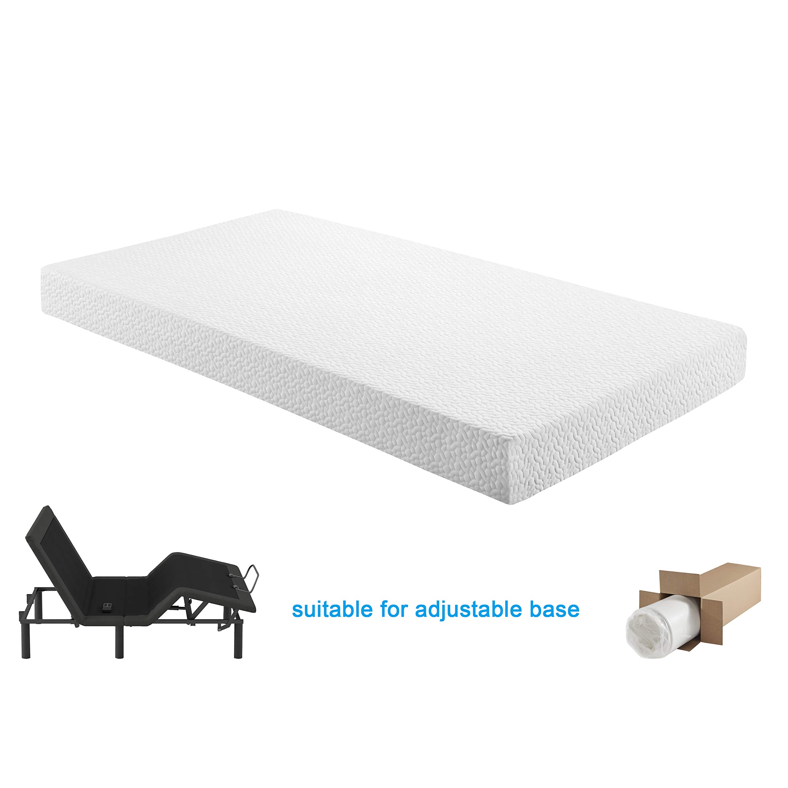 Lexicon Amira 8-Inch Queen Size Gel Infused Memory Foam Mattress - Cooling Support for Back, Stomach & Side Sleepers - White Bed Mattress for Master Bedroom, Guest Room & Apartment