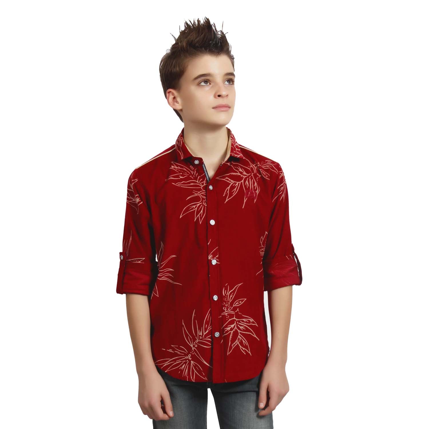 Stylish MashUp Printed Maroon Corduroy Shirt for Men & Women | Vintage Fashion Corduroy Button-Up Top | Perfect for Casual Outings, Fall Layering & Streetwear Looks