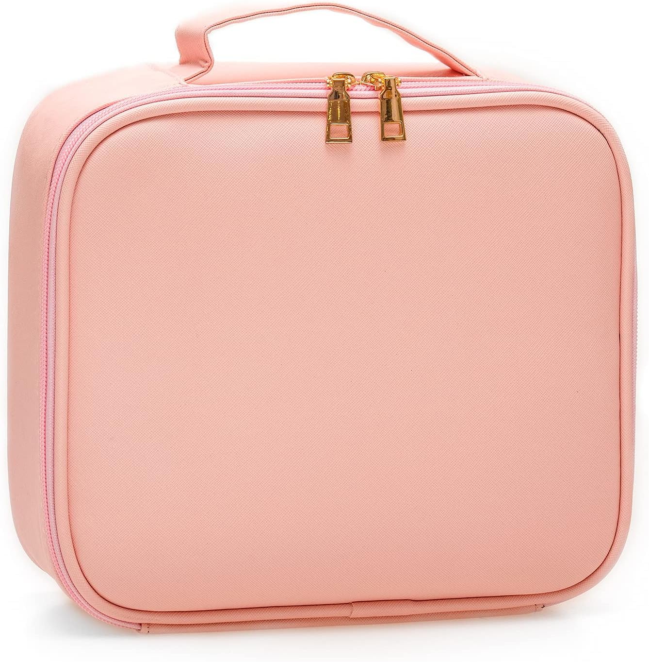 Seagull Fashion Cosmetic Bag - Waterproof Makeup Organizer with Dividers for Brushes, Toiletries & Cosmetics (26x23x9cm) | Rose Gold PU Travel Vanity Case | Perfect for Home, Gym & Vacation Essentials Storage