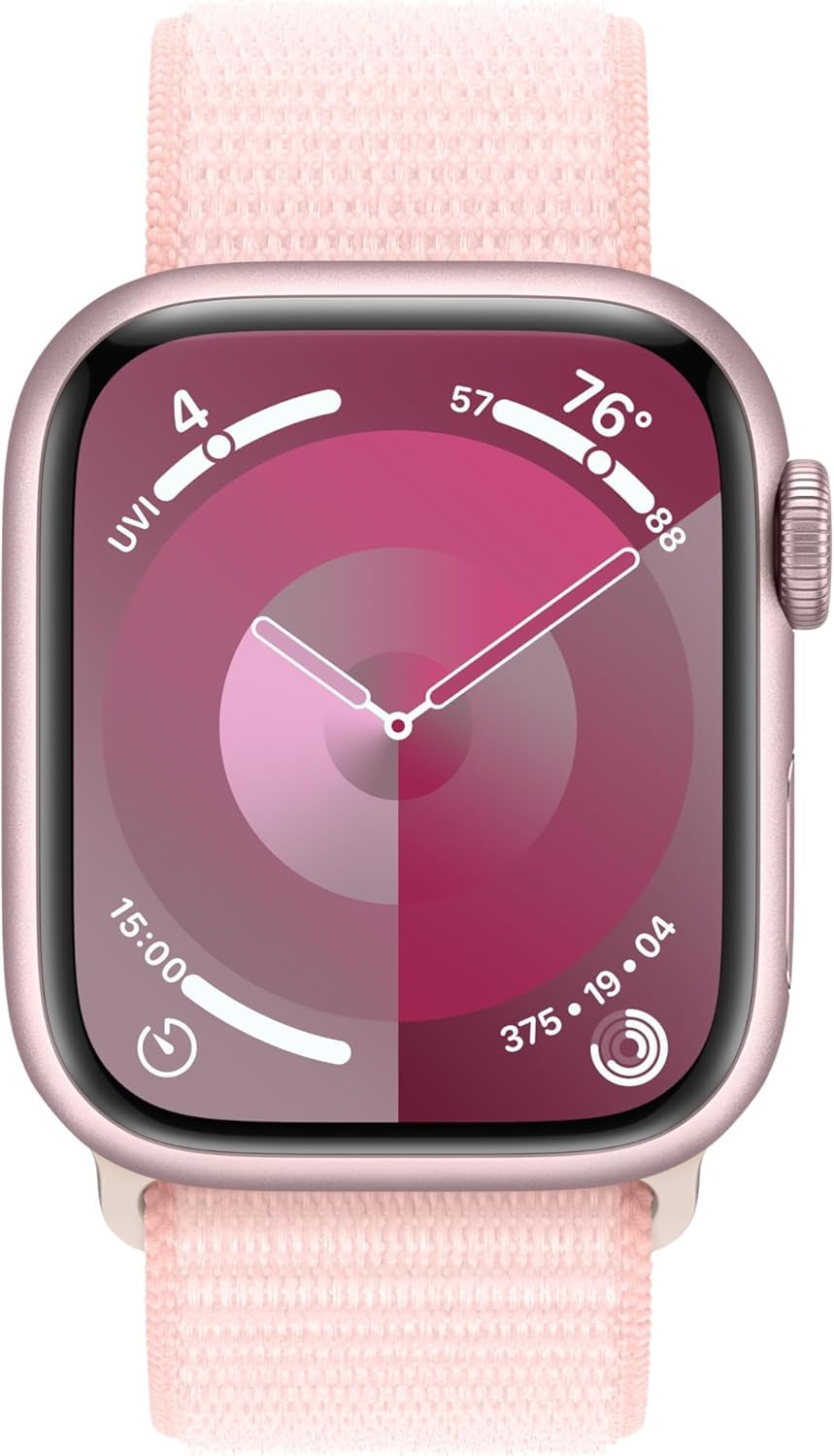 Apple Watch Series 9 [GPS, 41mm] - Pink Aluminum Case with Pink Sport Band, Fitness & Activity Tracker, Heart Rate Monitor, Water Resistant Smartwatch (Renewed Premium) for Women, Running, Swimming & Daily Use