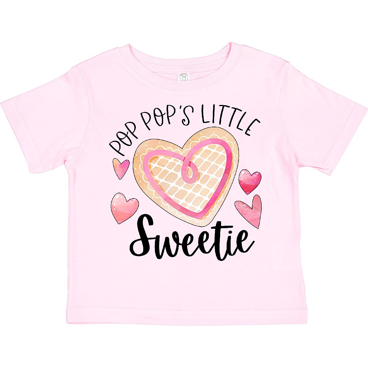 Inktastic Pop Pop's Little Sweetie Pink Heart Cookie Toddler T-Shirt - Cute Baby Girl Outfit for Family Photos, Birthday Parties & Grandparents Day Gifts