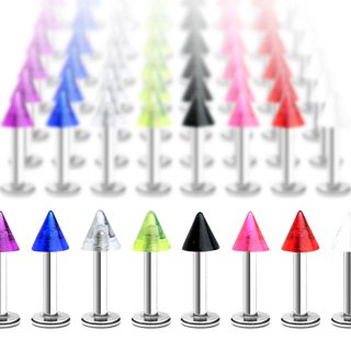 Body Accentz® 8-Piece UV Glow Labret Rings - 14G Spike Lip, Monroe, Chin & Cheek Piercing Jewelry for Nightlife & Festival Outfits