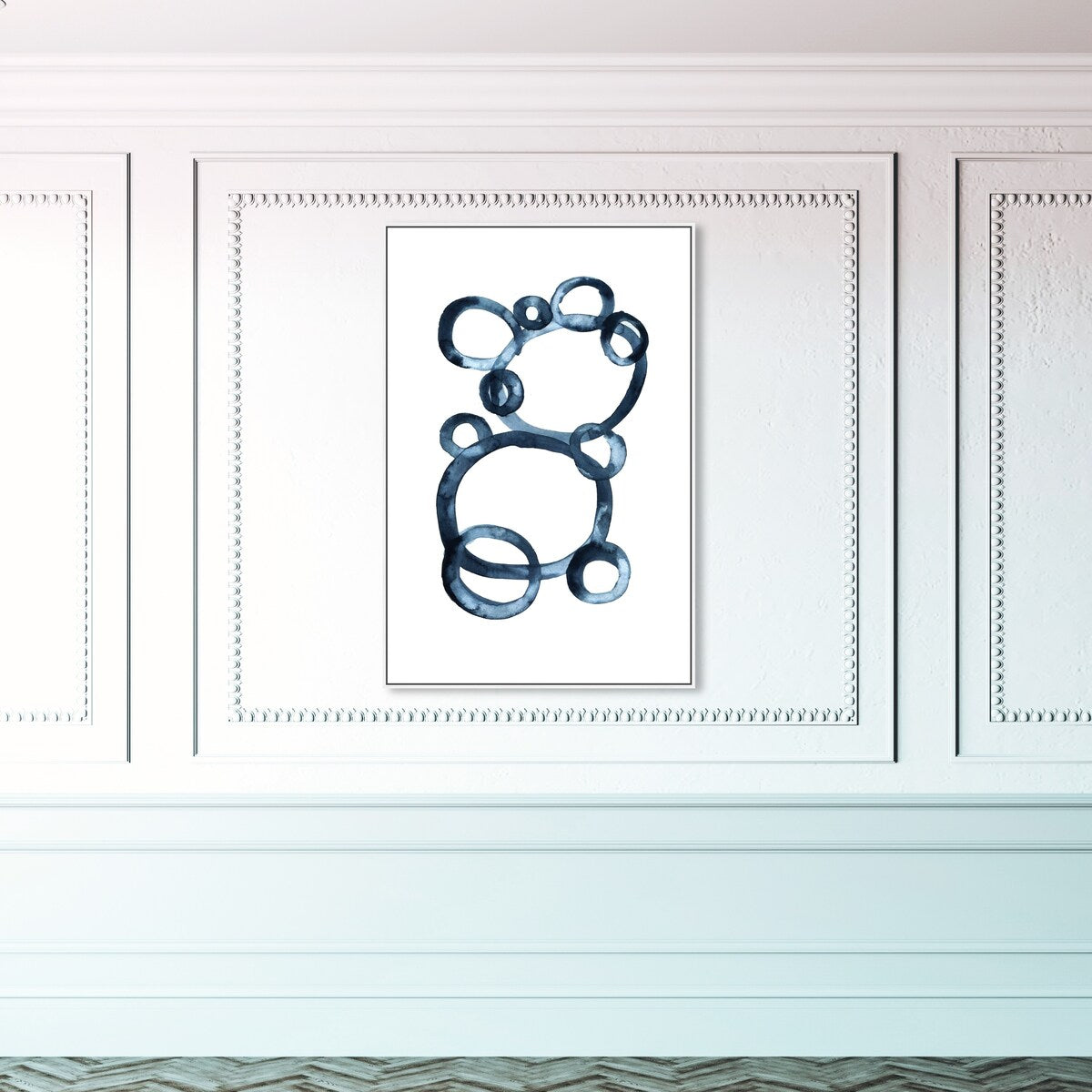 Bear Bubbles Modern Baby Bear Fingerpainted Art - White Framed Canvas Wall Print for Nursery & Boys Room Decor - Perfect for Baby Showers, Kids Bedrooms & Playroom Wall Art