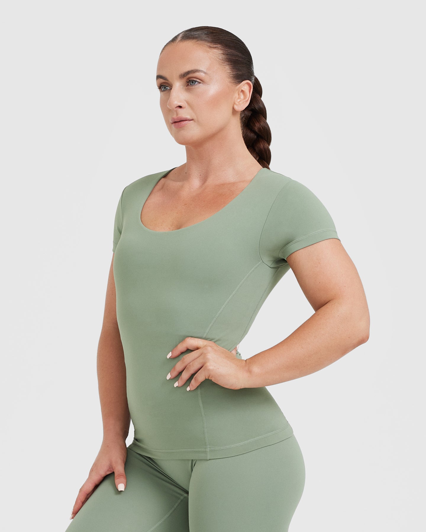 Timeless Short Sleeve T-Shirt for Women | Soft Cotton Casual Tee in Sage Green | Perfect for Everyday Wear, Outings & Layering
