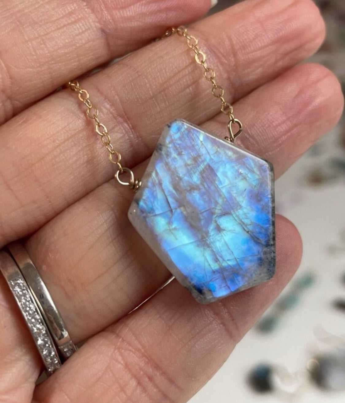 Large Moonstone Pendant Necklace Sterling Silver 925 - Elegant Healing Crystal Jewelry for Women, Perfect for Gifts, Meditation & Spiritual Protection