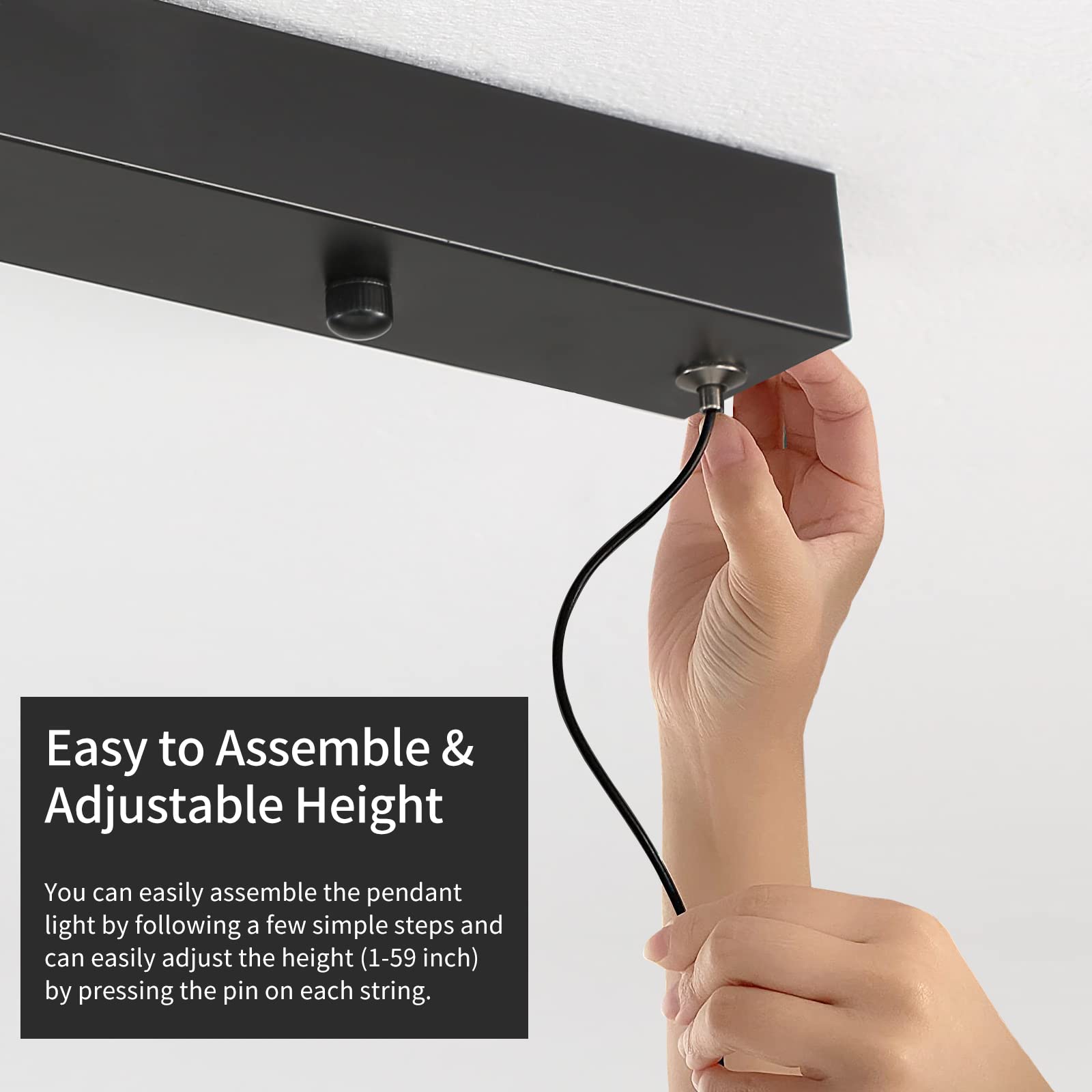 Modern Black Linear Pendant Lights - Dimmable LED Chandelier for Kitchen Island, Dining Room & Office - Adjustable Height Ceiling Light for Billiard Room, Pool Table & Bar Decor - Perfect for Contemporary Home & Commercial Spaces