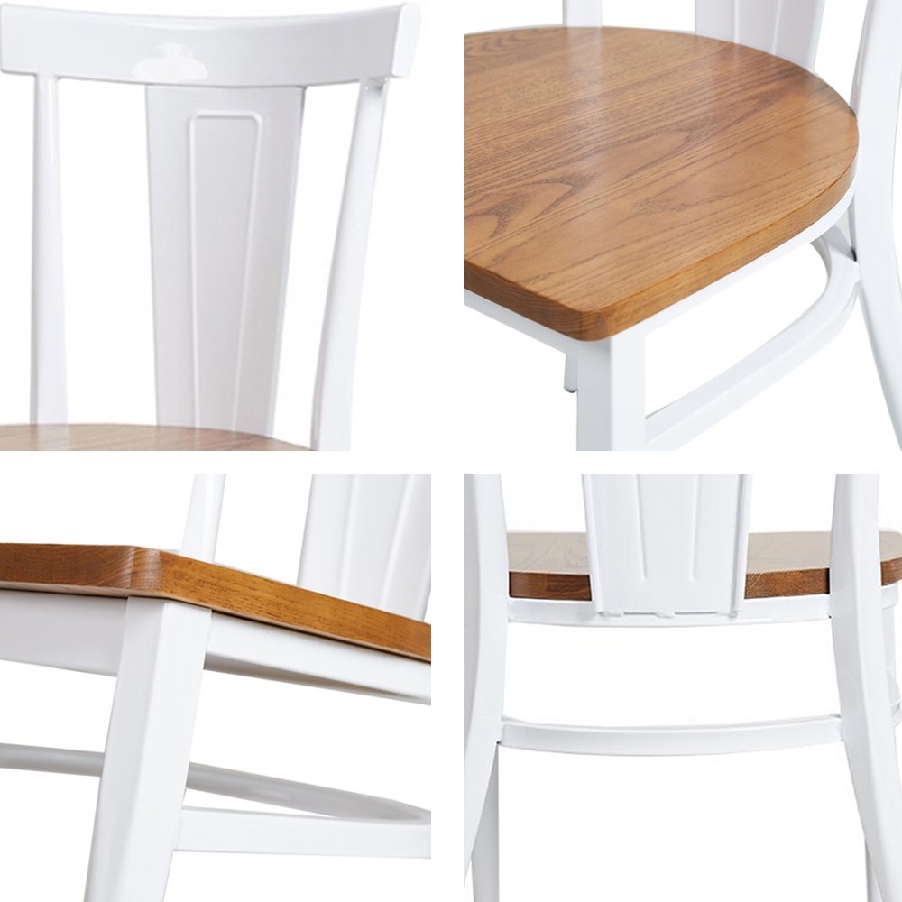 Modern Dining Chairs Set of 2 - White Wooden Seat & Metal Frame Kitchen Side Chairs for Home, Restaurant or Office Use - Comfortable & Durable for Daily Dining, Entertaining Guests or Commercial Spaces
