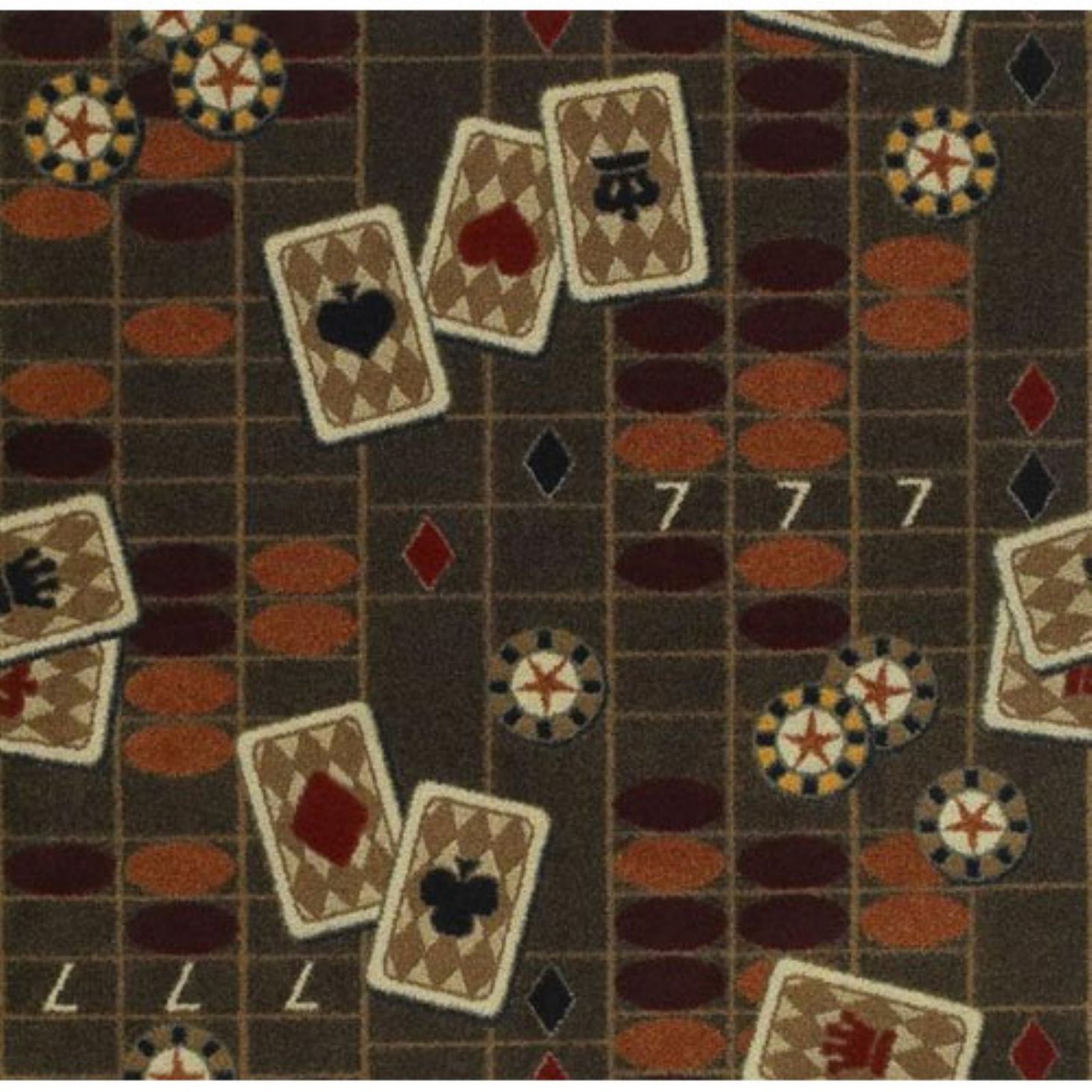 Joy Carpets Games People Play Feeling Lucky Gaming Area Rug - Burgundy Red 5'x7' Soft Non-Slip Carpet for Game Room, Living Room & Bedroom Decor