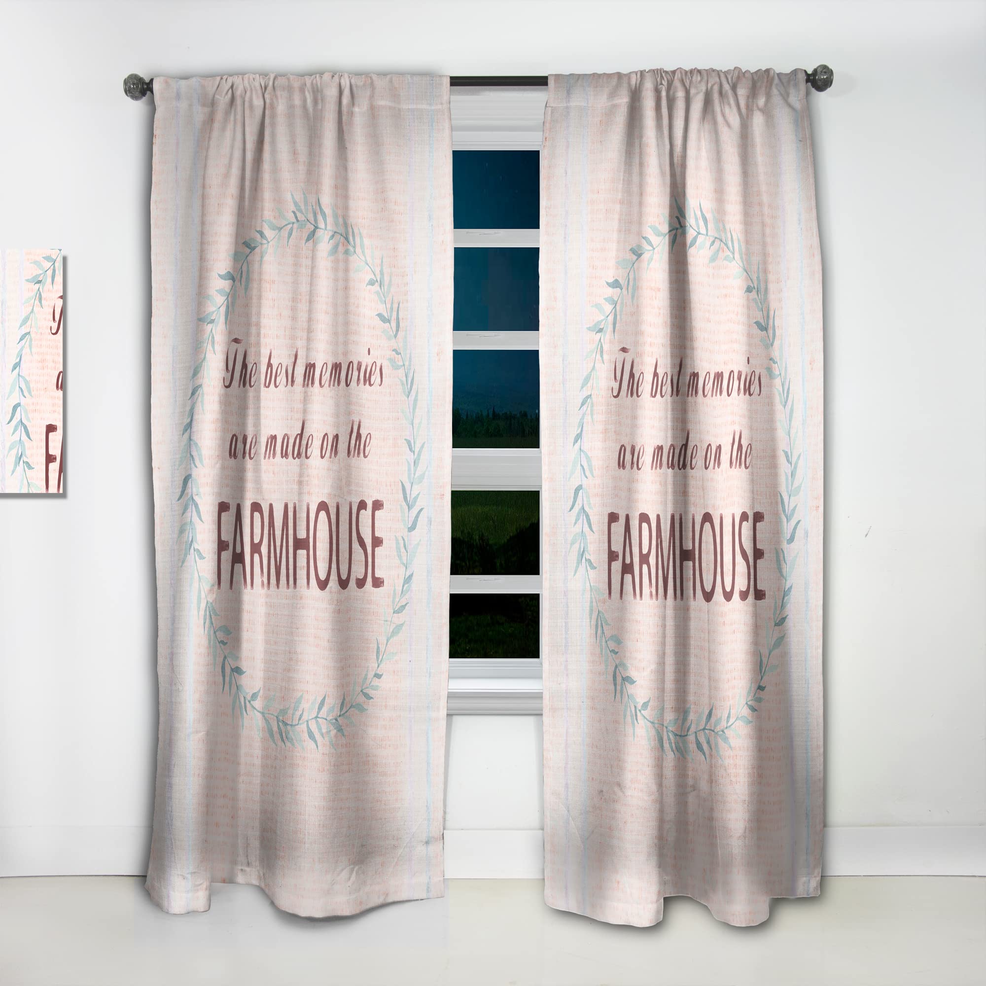 Farmhouse Floral Blackout Curtains - Thermal Insulated Single Panel 52x84 - Elegant Window Drapes for Bedroom & Living Room - Perfect for Home Decor & Light Blocking
