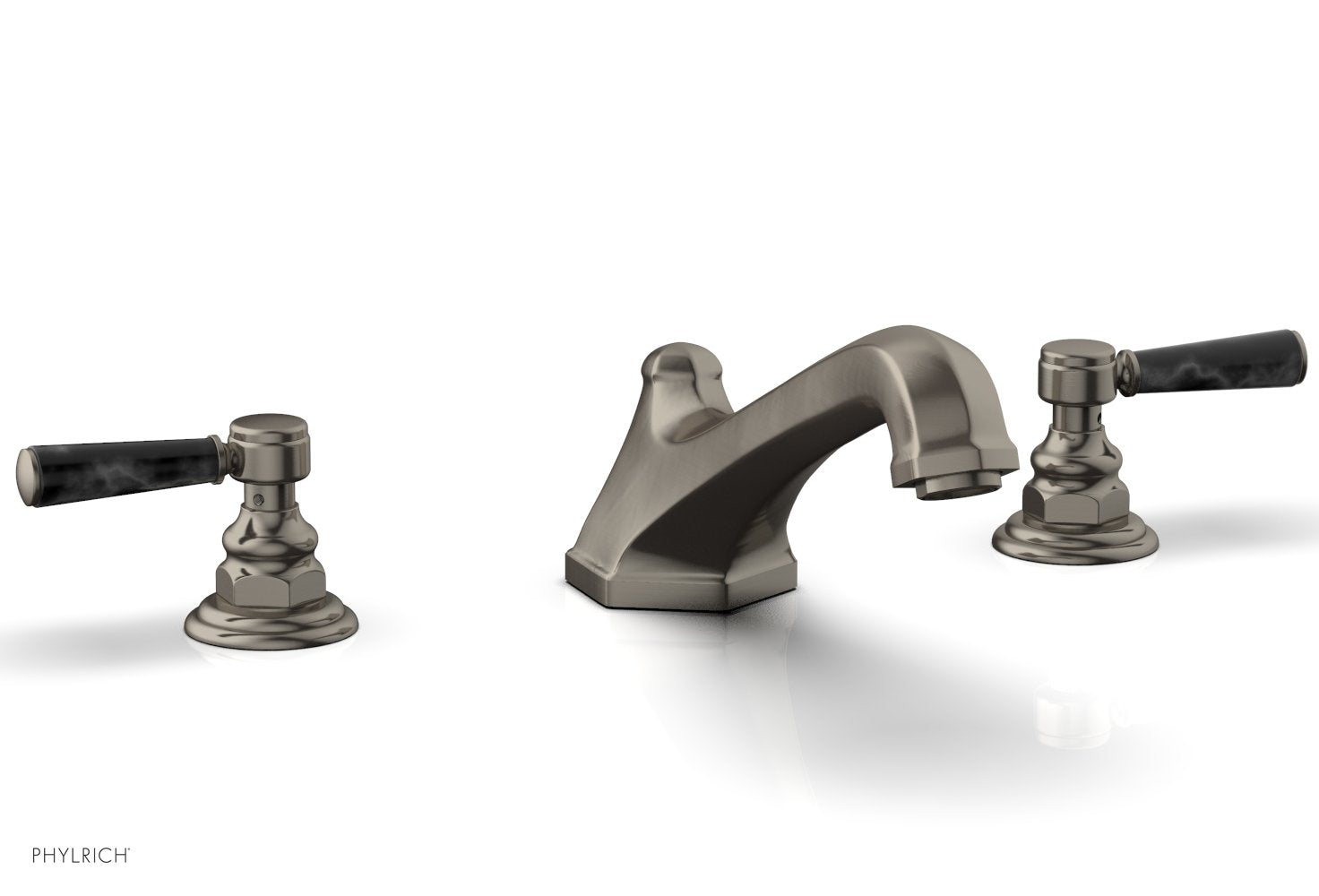 HEX TRADITIONAL Deck Tub Set with Black Marble Lever Handles - 500 42 - Perfect for Outdoor Bathing and Garden Relaxation