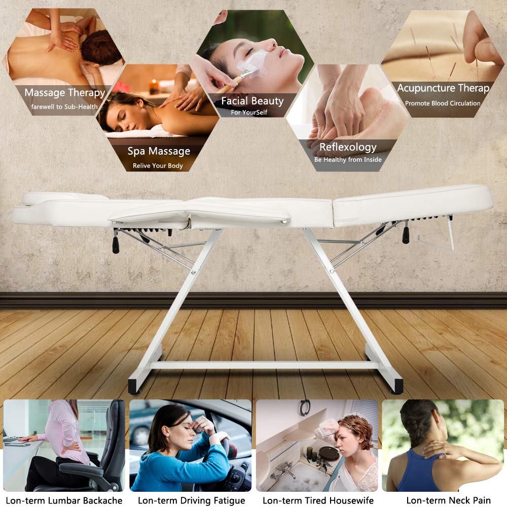 Ochine Professional Multi-Purpose Spa Facial Bed Tattoo Bed Salon Beauty Bed - White | Massage Table for Spa, Tattoo Parlor & Beauty Salon | Durable & Comfortable | Ships from USA | Perfect for Facial Treatments, Massage Therapy & Tattoo Sessions