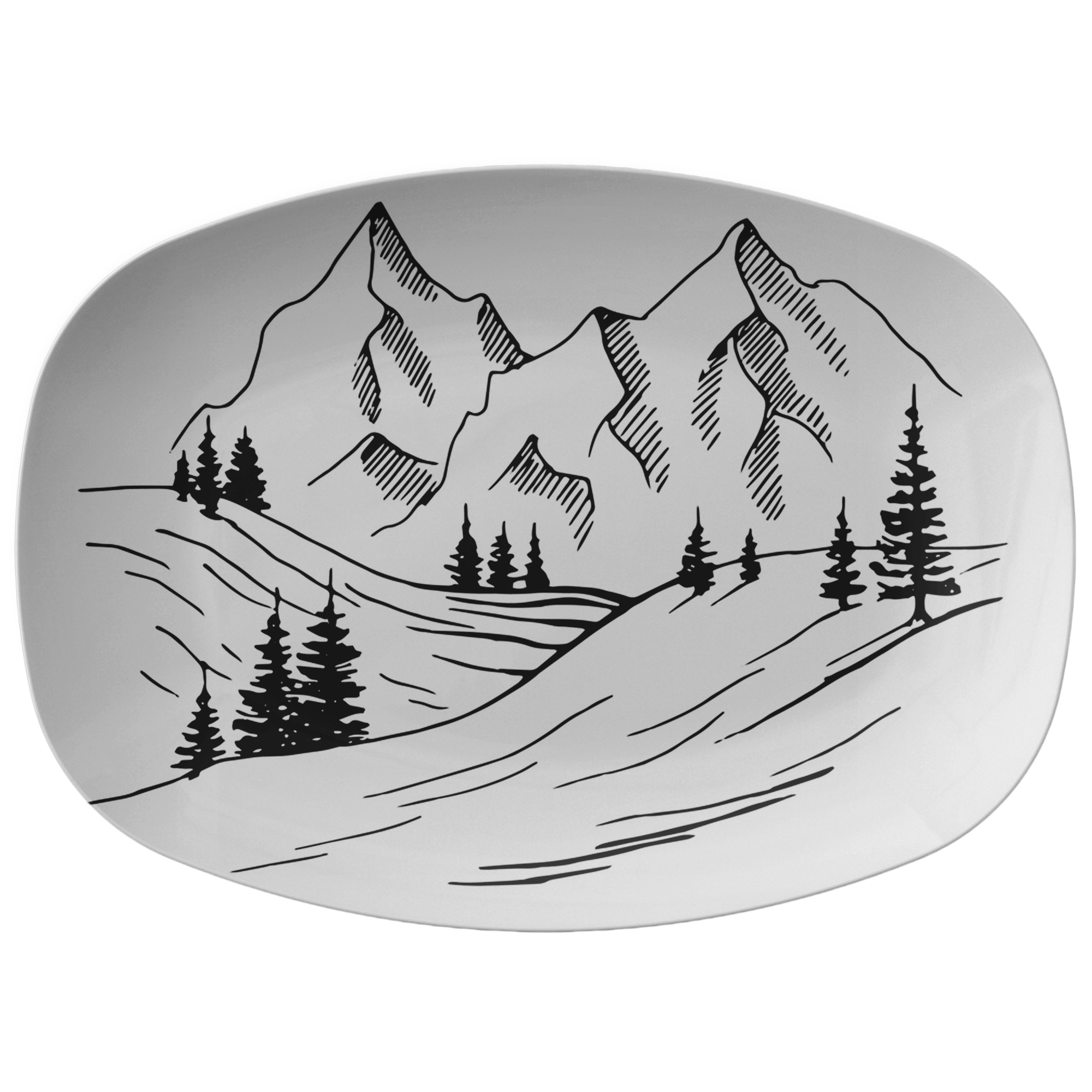 Snow Mountain Plastic Serving Tray - Large Durable Party Platter for Appetizers, Desserts & Charcuterie - Perfect for Entertaining, Holidays & Catering Events