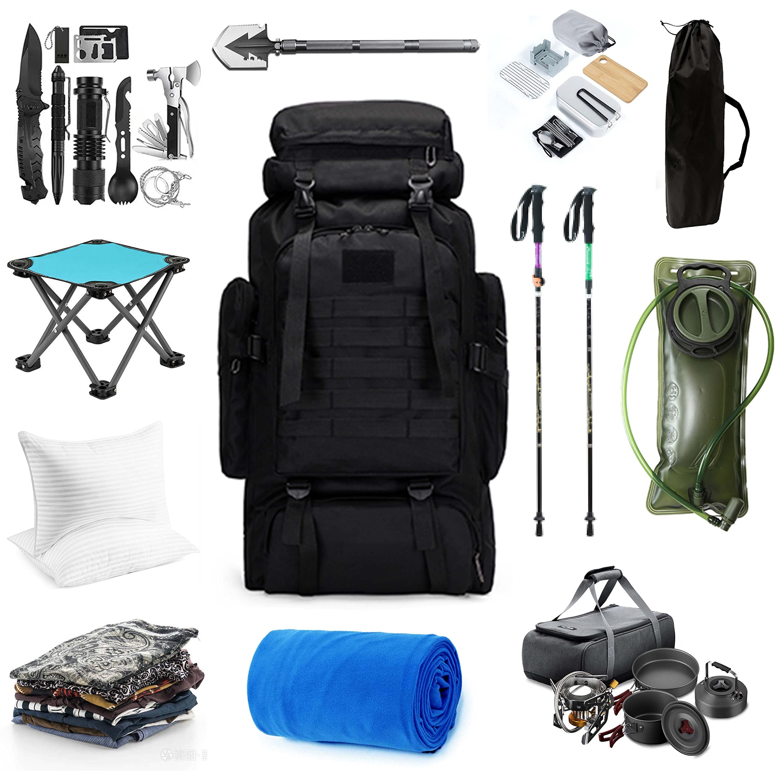 YFREAL 80L Waterproof Hiking Backpack - Lightweight Tactical Camping Backpack for Outdoor Adventures, Hunting & Travel - Durable Backpack for Men & Women - Perfect for Hiking, Camping, Backpacking & Outdoor Activities