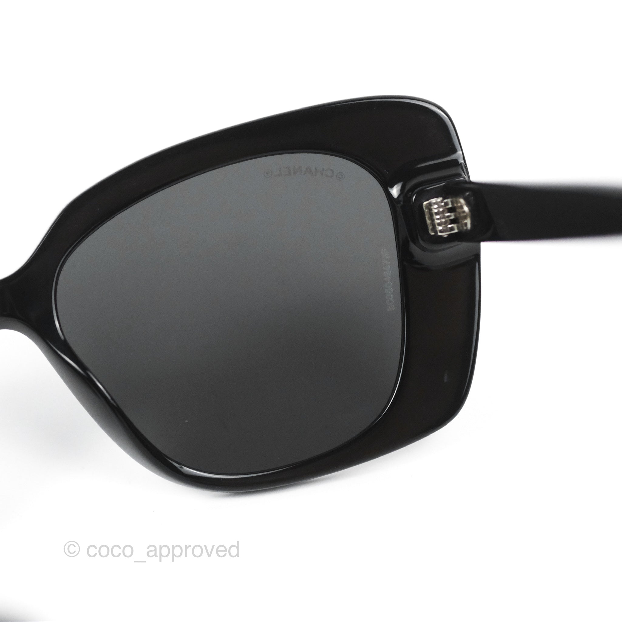 Chanel Acetate Strass Square Polarized Sunglasses for Women - Black & White Frame with UV Protection - Perfect for Beach, Driving & Fashion Accessories