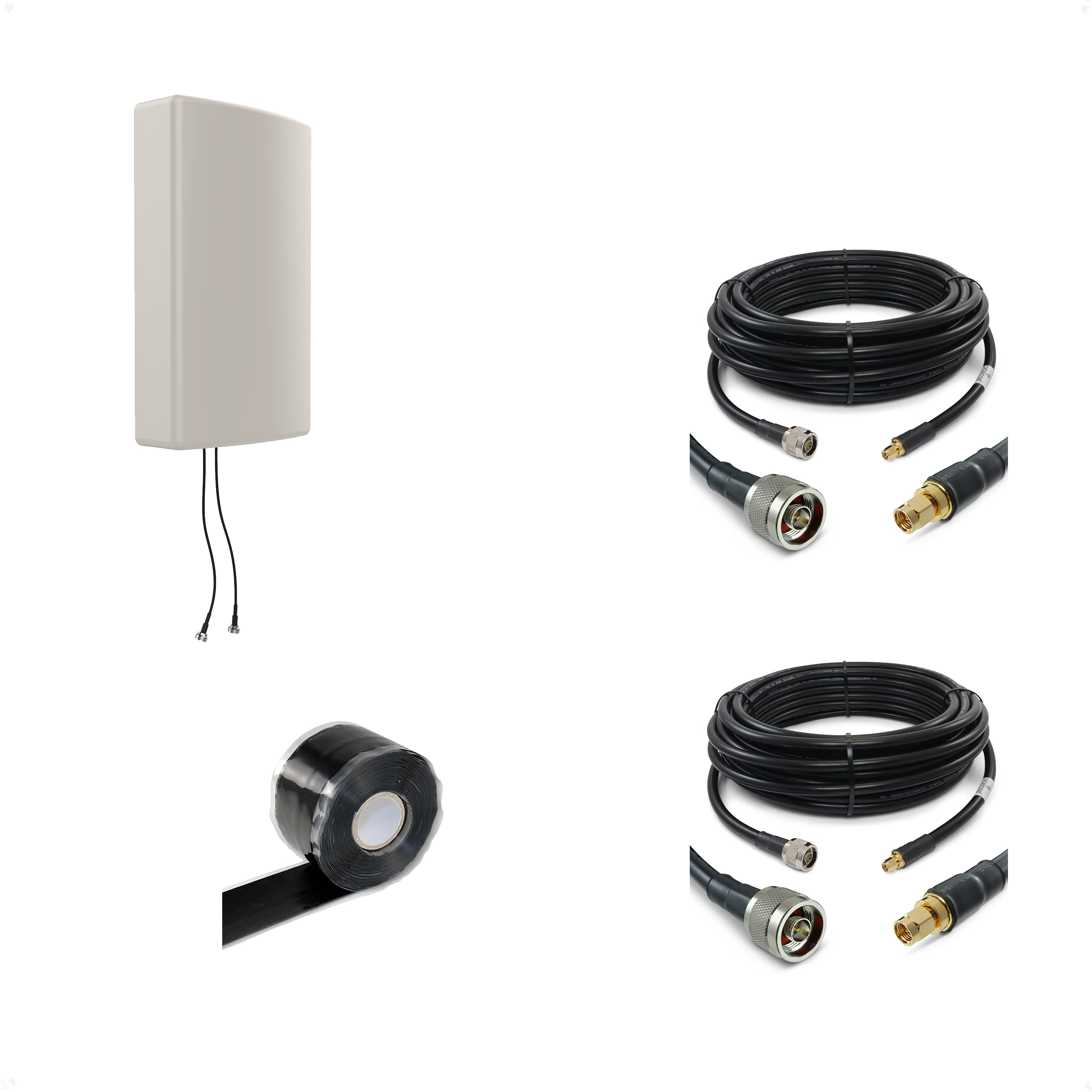 High Gain Cross-Polarized Antenna with 2X 50ft SMA/N Cables & Free Silicone Tape (ANT-129-001-BDL-50) - Perfect for Long-Range Wireless Communication, Ham Radio, and Outdoor Signal Boosting