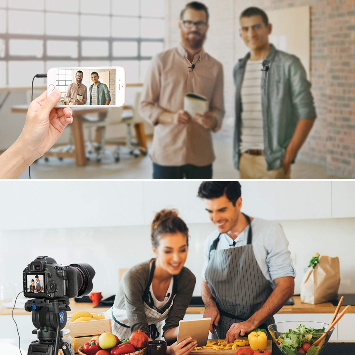 BOYA BY-M1DM Dual Lavalier Microphones - Omnidirectional Condenser Clip-on Lapel Mic for DSLR Camera, iPhone, Android Smartphone, Samsung, Huawei, Sony Laptop - Perfect for Interviews, YouTube Videos, Podcasting & Live Streaming