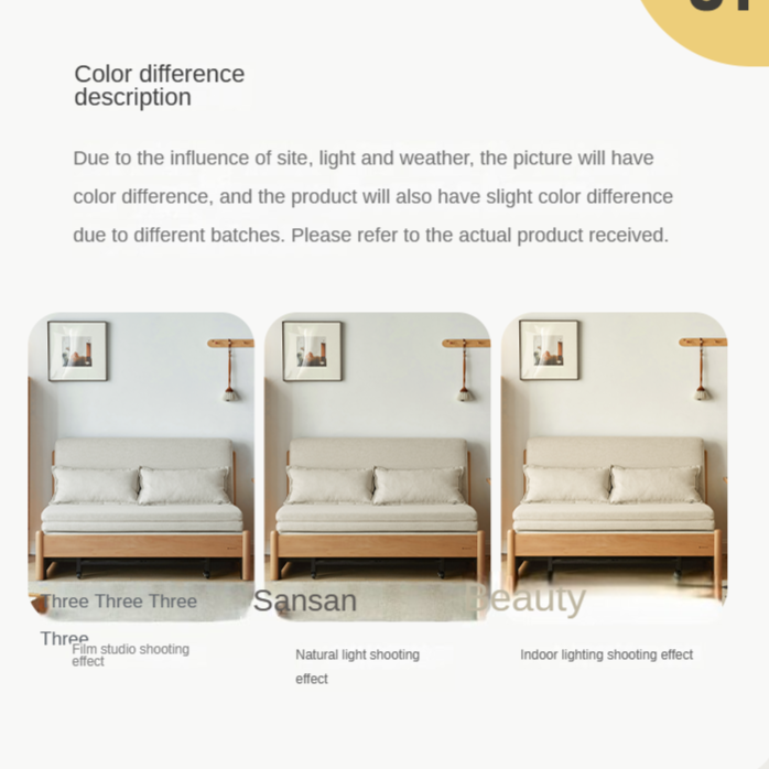 Solid Beech Wood Sofa Bed - Convertible Sleeper Sofa for Small Spaces, Guest Room & Living Room - Comfortable & Space-Saving Furniture