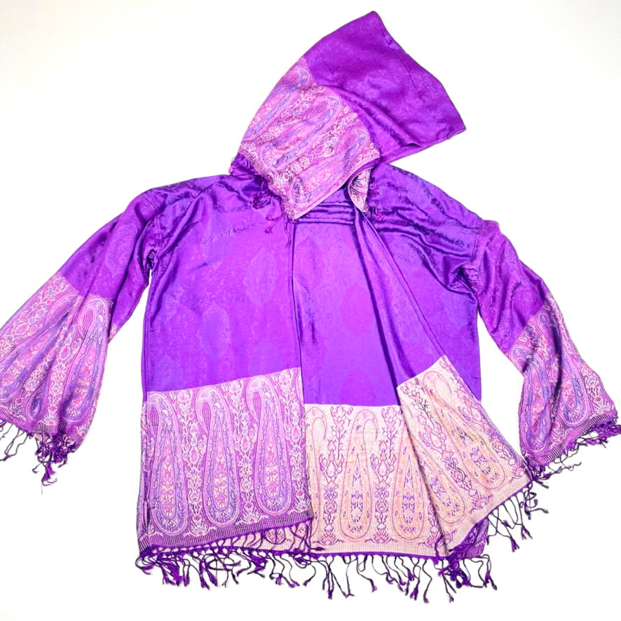 PASH ROBE Women's Purple Paisley Kimono Robe - Soft Lightweight Bathrobe for Spa, Lounge & Home Relaxation