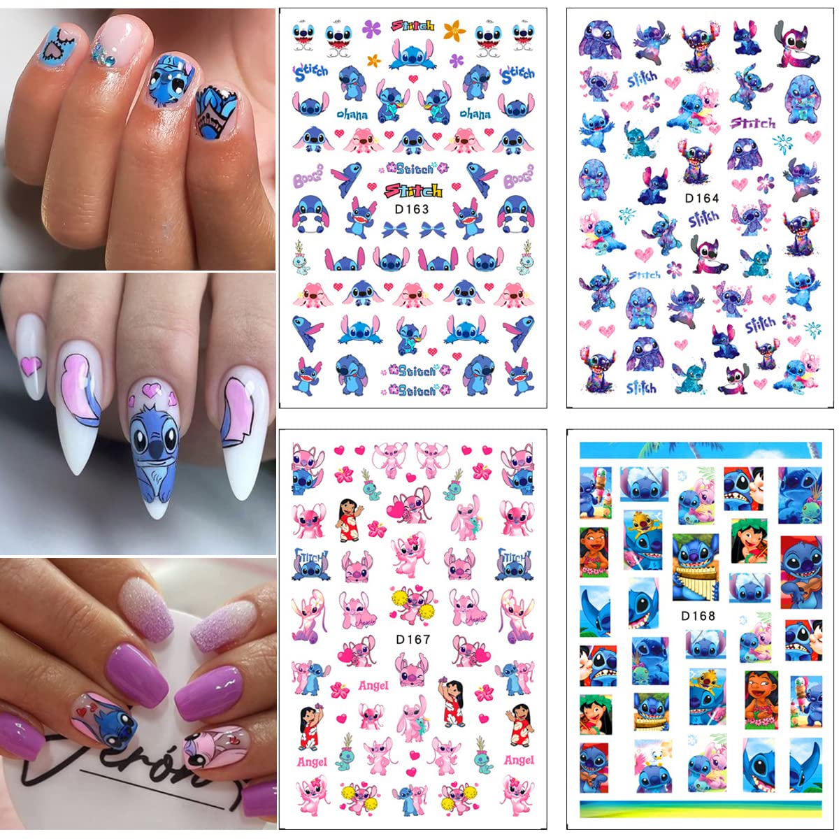Cute Cartoon 3D Self-Adhesive Nail Art Stickers - 12 Sheets DIY Nail Decals for Girls & Women | Perfect for Parties, Weddings, and Everyday Nail Decorations