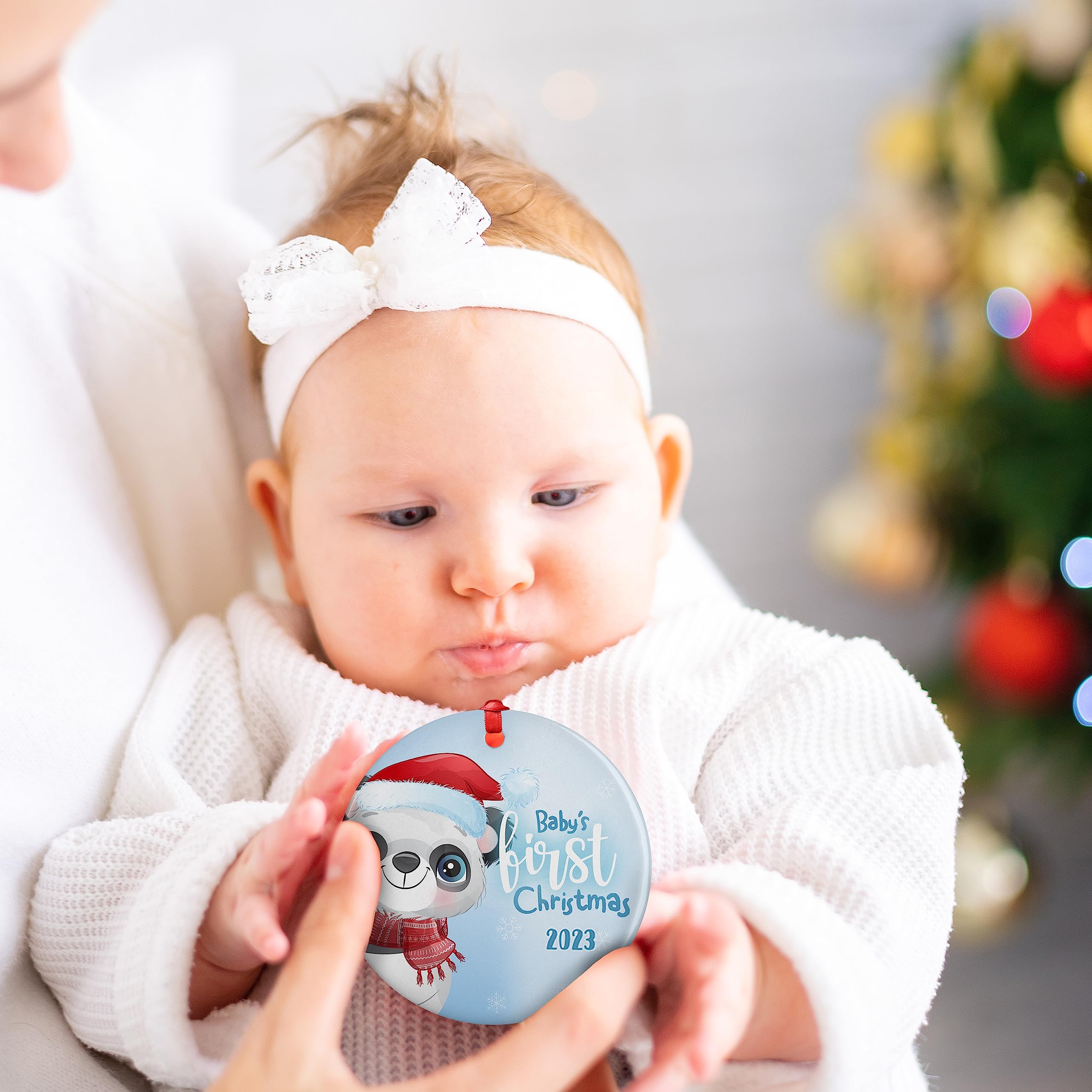 Baby's First Christmas Ornament 2023 - Personalized Keepsake for Newborn Boys & Girls - 3 Inch Holiday Decoration with Gift Box - Perfect New Baby Gift for 1st Christmas Celebrations - Nursery Decor & Family Memory Keepsake