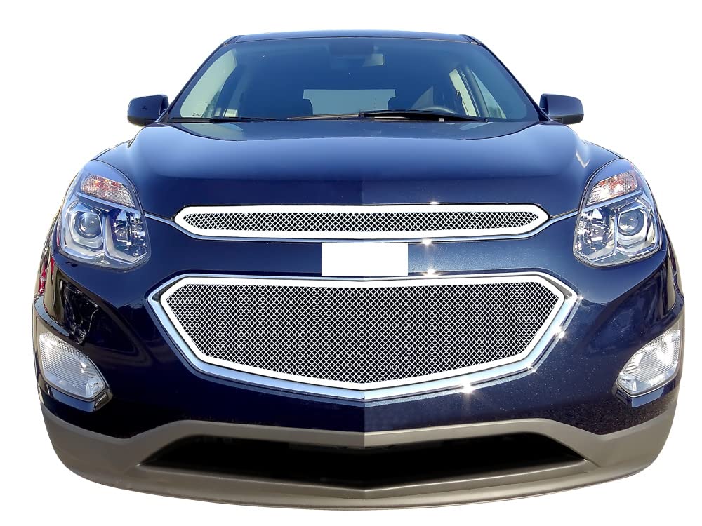 Premium Stainless Steel Chrome Mesh Grille Insert for 2016-2017 Chevy Equinox - Upper Main Grille Replacement N19-T07367C - Enhances Vehicle Appearance & Protection for Daily Driving & Car Shows