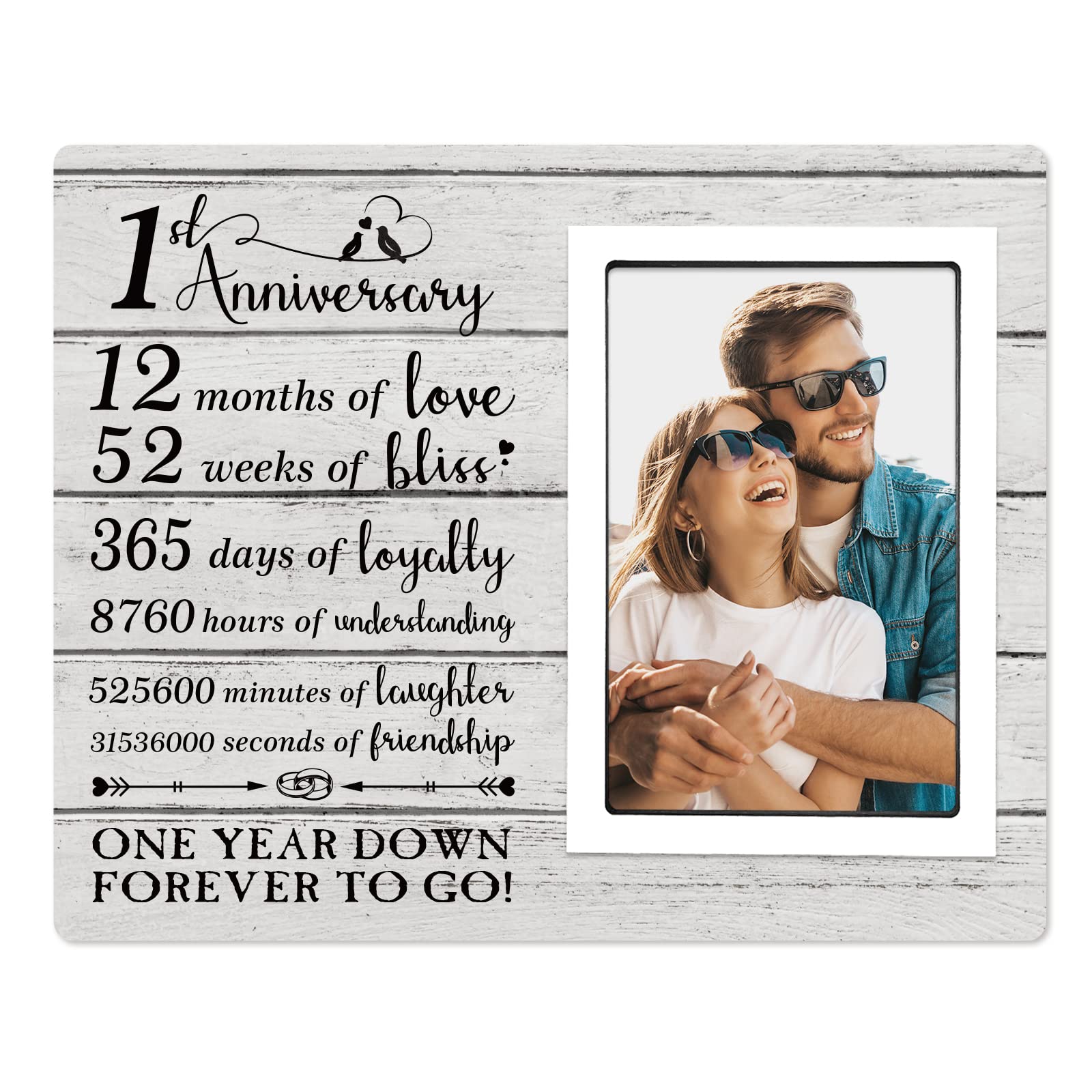 BeneCharm 1st Anniversary Picture Frame - Elegant Wedding Gift for Couples, Husband & Wife - Holds 4x6 Photo - Perfect for Home Decor, Romantic Keepsake & Anniversary Celebration