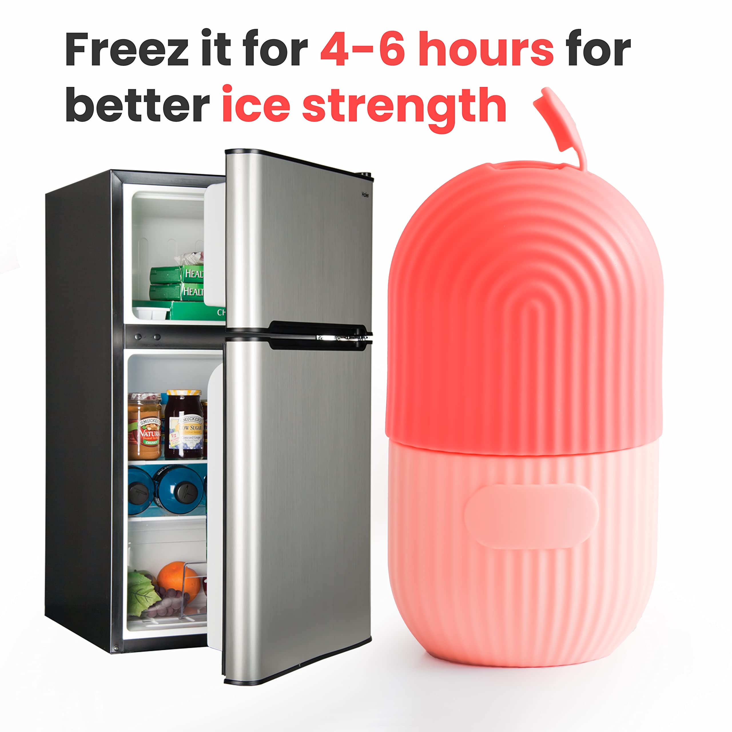 Premium Silicone Ice Face Roller for Women & Men - Cooling Facial Massager for Puffiness & Wrinkles | Leak-Proof Beauty Tool for Skincare Routine | Orange & Pink | Perfect for Morning Routine, Post-Workout Recovery & Spa Treatments