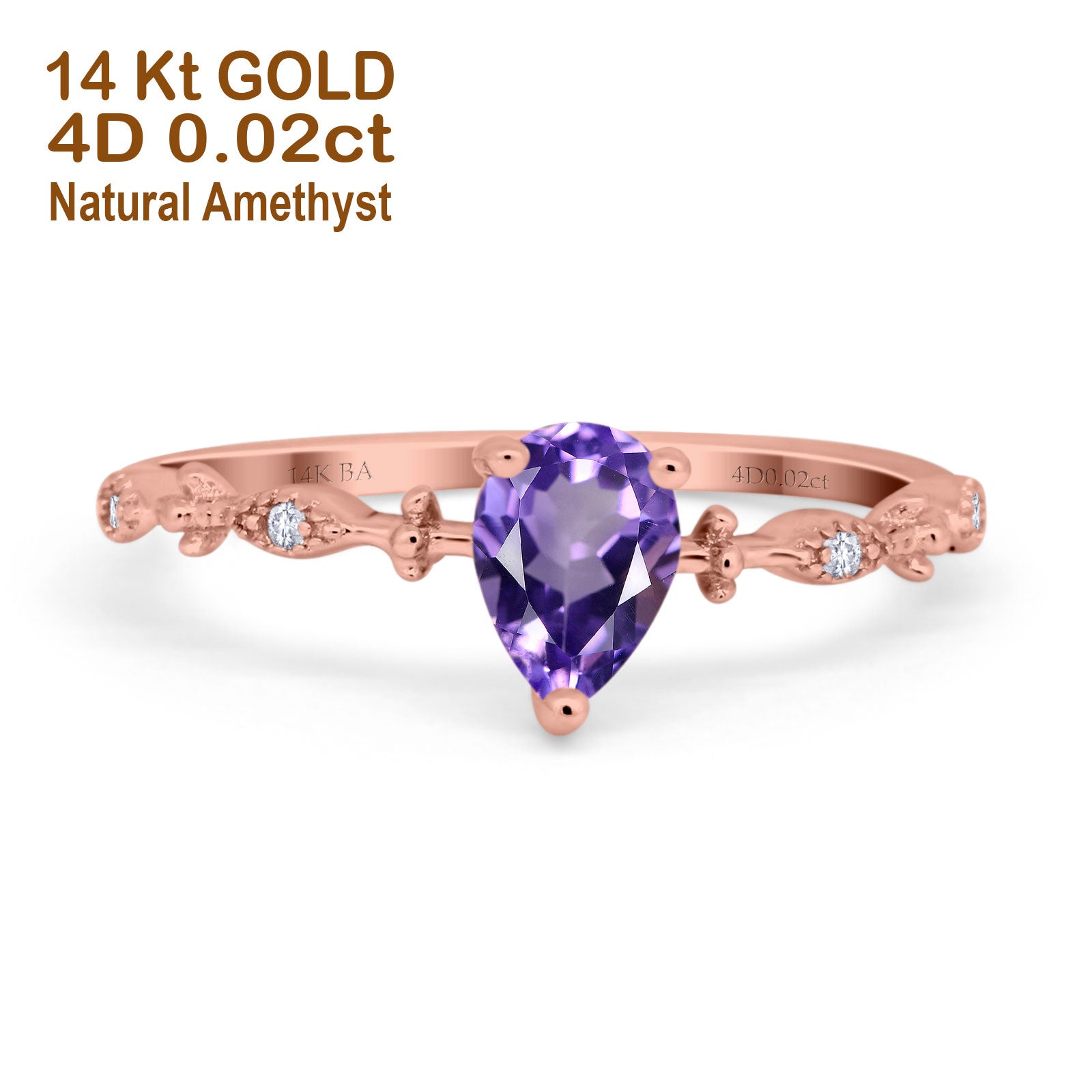 14K Gold 0.73ct Teardrop Pear 7mmx5mm G SI Diamond Engagement Ring for Women - Elegant Wedding Band, Anniversary Gift, Promise Jewelry for Brides & Fiancees