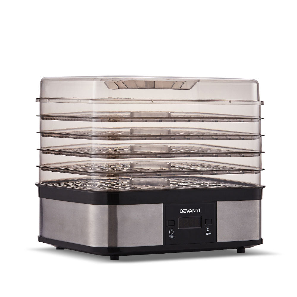 Devanti 5-Tray Food Dehydrator for Jerky, Fruits & Herbs - Electric Food Dryer for Healthy Snacks, Camping & Home Use
