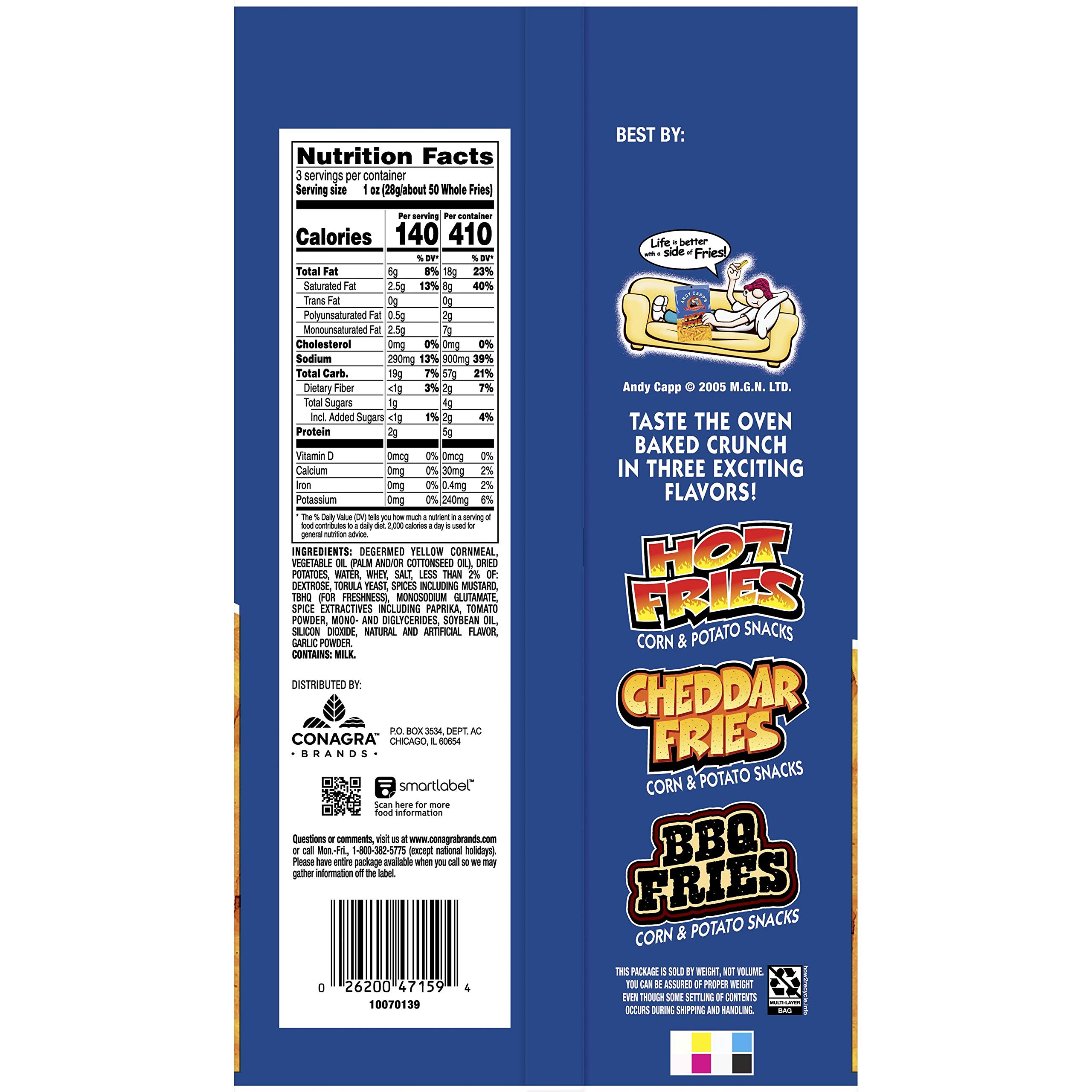 Andy Capp's Hot Fries Spicy Snack Chips - 3 oz Bags (Pack of 12) - Perfect for Parties, Road Trips & Game Day Snacking
