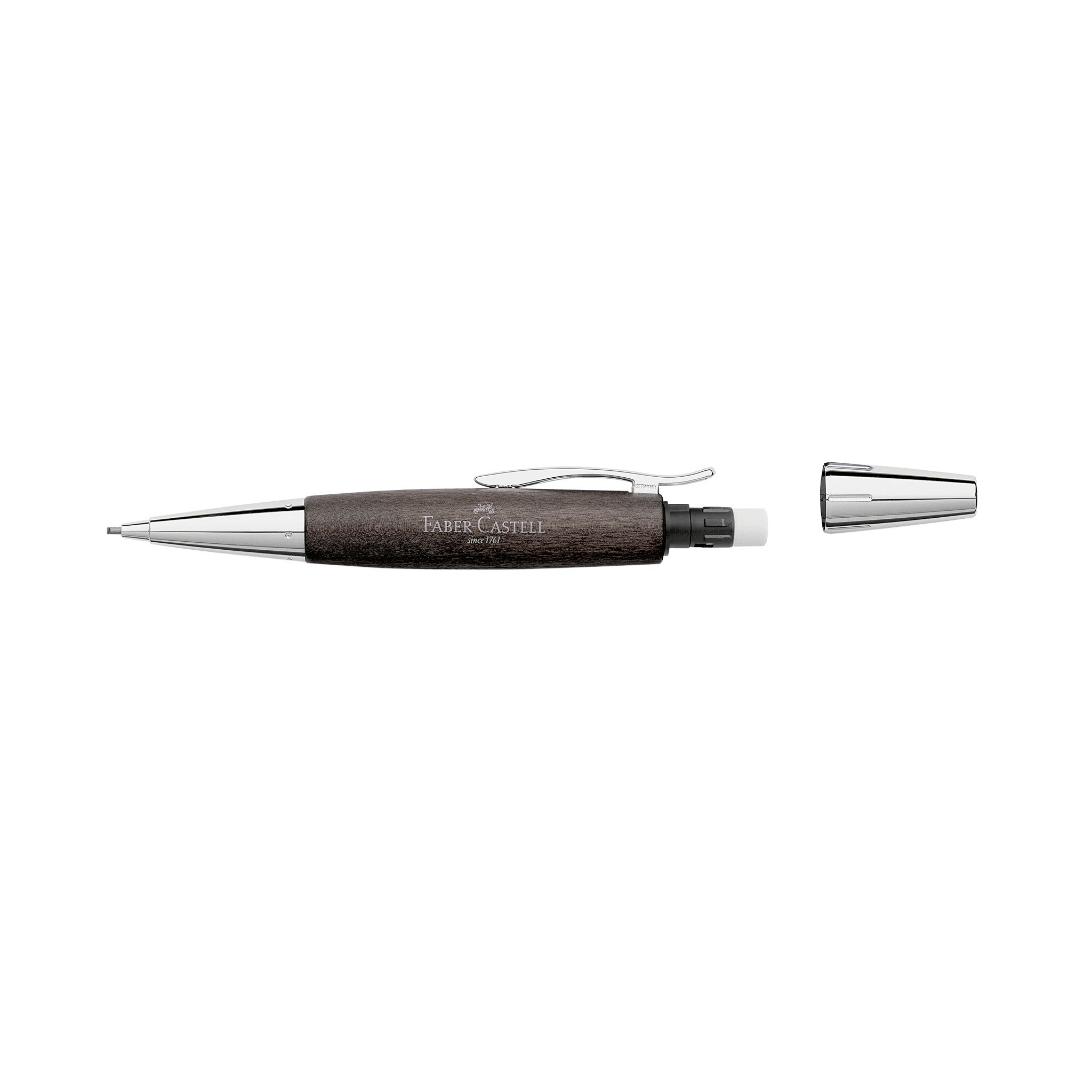 Premium eMotion Mechanical Pencil - Wood & Polished Chrome Black Finish (#138383) - Perfect for Writing, Sketching & Office Use