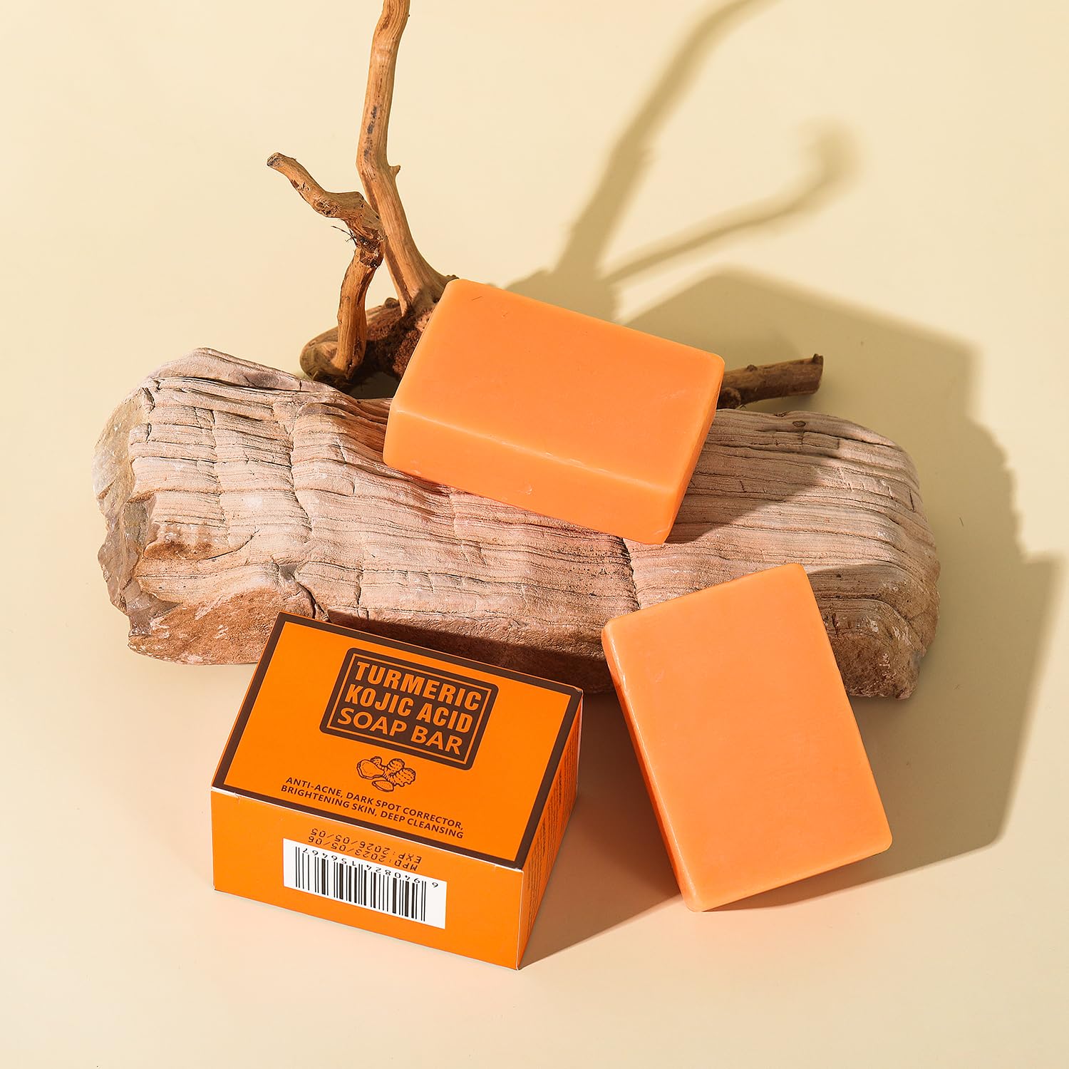 Turmeric & Kojic Acid Soap Bar 200g - Brightening Face & Body Wash for Dark Spots, Acne Treatment, Exfoliating & Cleansing - Natural Skin Lightening Soap for Glowing Complexion (Perfect for Daily Skincare Routine & Post-Sun Care)