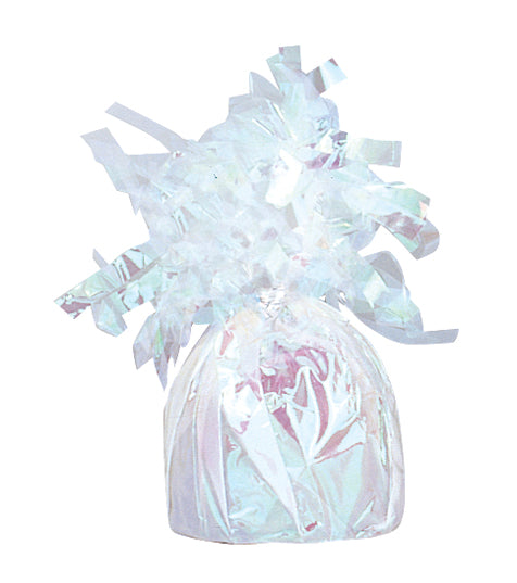 White Iridescent Balloon Weight Bag - Decorative Party Balloon Holder for Weddings, Birthdays & Events