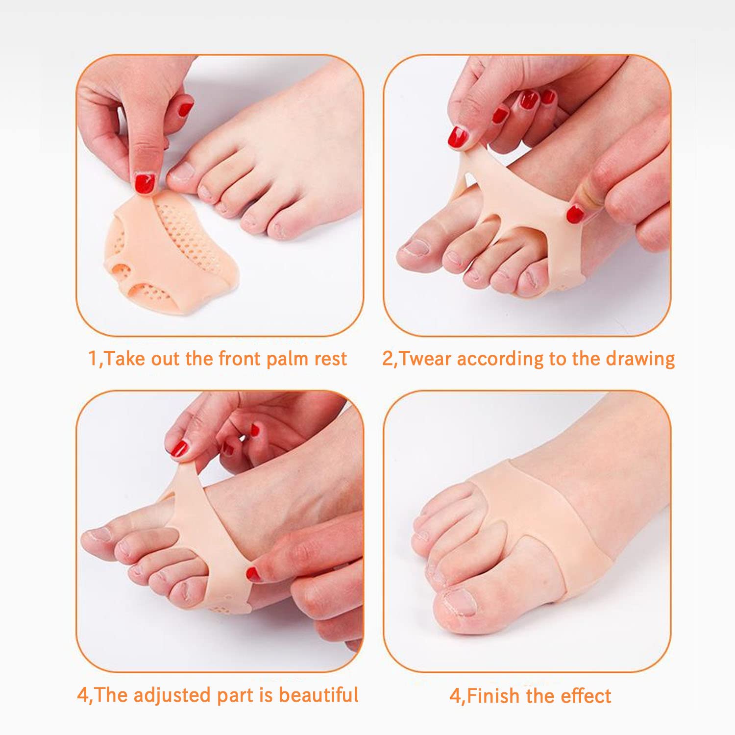 WUBAYI 10 PCS Metatarsal Gel Pads for Foot Pain Relief - Ball of Foot Cushion Pads for Women & Men, Bunion & Forefoot Support - Unisex Orthotic Insoles (White) - Perfect for Running, Walking & High Heel Comfort