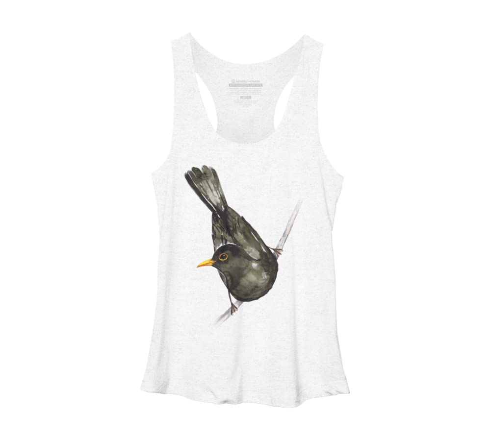 Design By Humans Women's Blackbird Watercolor Racerback Tank Top by Bwiselizzy - Soft Breathable Workout & Casual Wear for Gym, Yoga, and Everyday Fashion