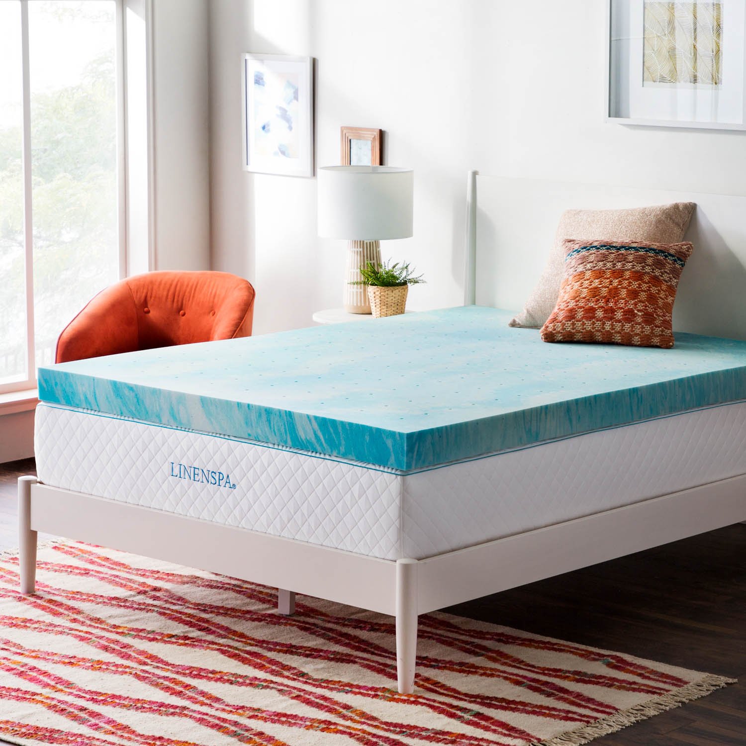 LINENSPA 4 Inch Gel Swirl Memory Foam Mattress Topper – Cooling Gel Infused for Pressure Relief – CertiPUR-US Certified – Twin Size – Perfect for Hot Sleepers & Back Pain Relief