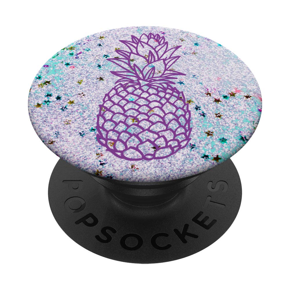 Purple Pineapple with Stars Turquoise Teal Lavender Pink PopSockets PopGrip - Swappable Phone & Tablet Grip for iPhone, Samsung, iPad | Perfect for Gaming, Selfies & Everyday Use