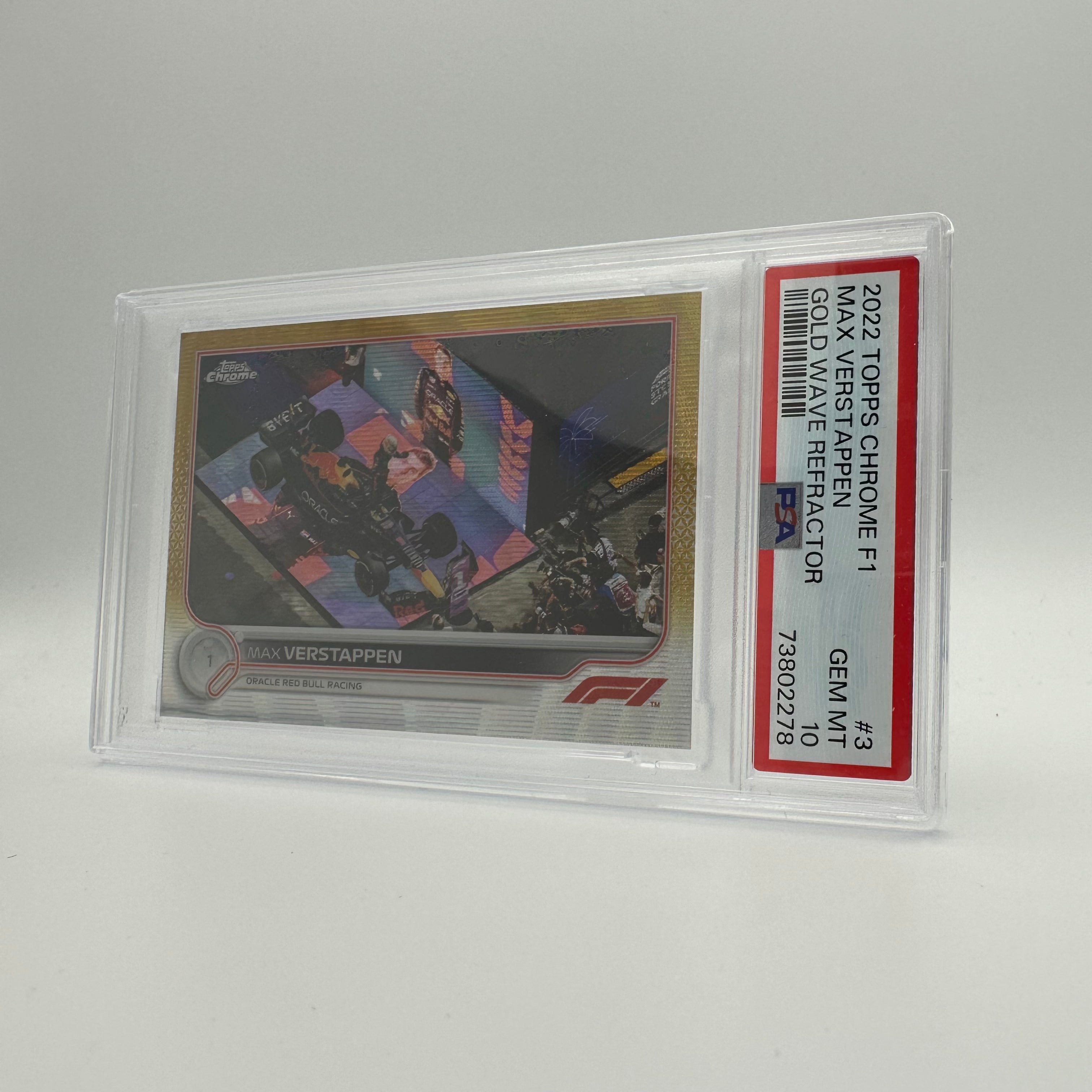 PSA 10 2019 Topps Chrome Formula 1 Max Verstappen #3 Gold Wave Refractor 19/50 - Rare F1 Trading Card for Collectors & Motorsport Fans
